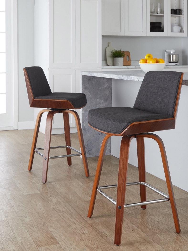 Weymanda II Charcoal Swivel Counter Height Stool, Set of 2 - Thumbnail - Image 4