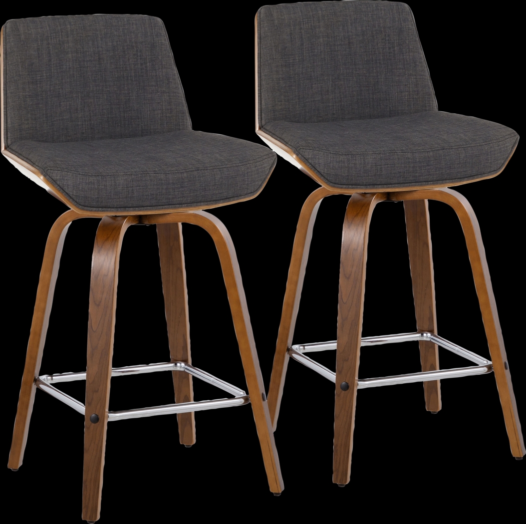 Weymanda II Charcoal Swivel Counter Height Stool, Set of 2 - Thumbnail - Image 1