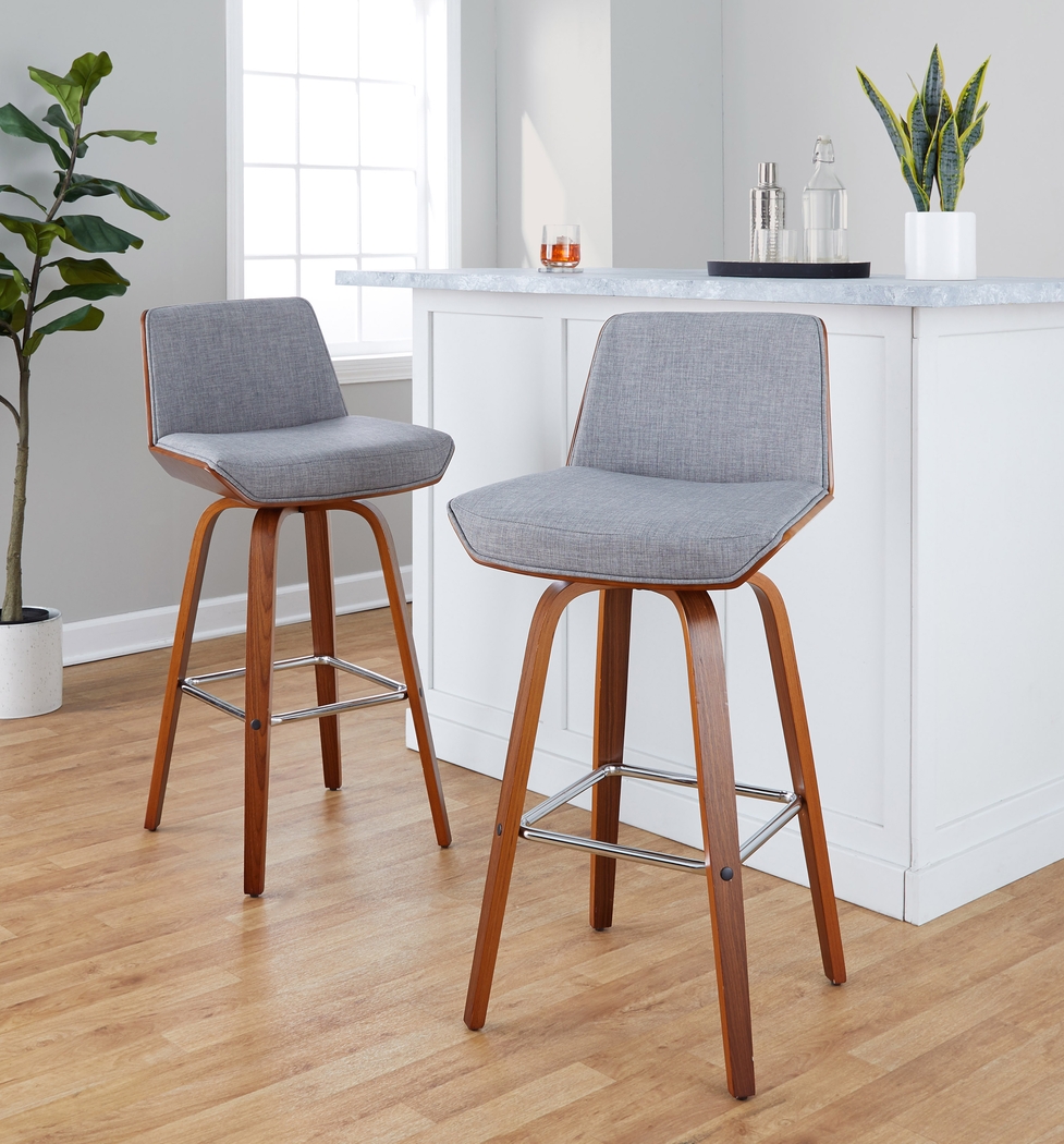 Weymanda II Gray Swivel Barstool, Set of 2 - Thumbnail - Image 4