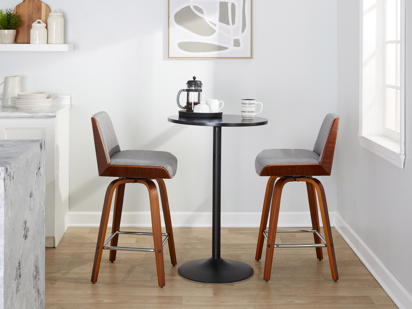 Weymanda II Gray Swivel Counter Height Stool, Set of 2 - Thumbnail - Image 2