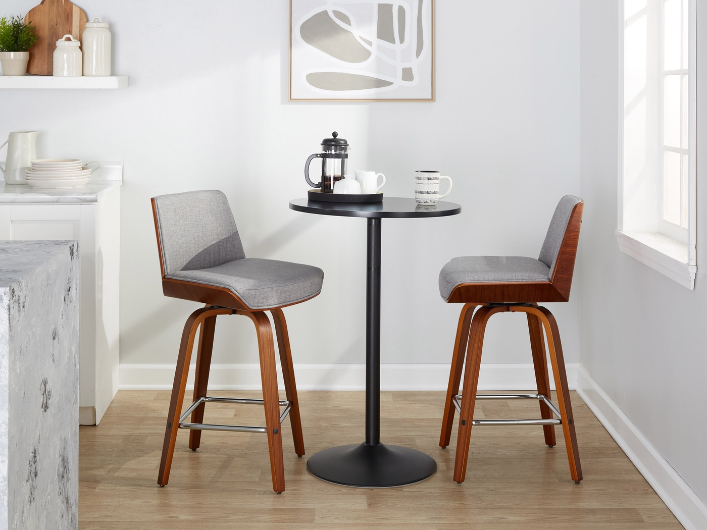 Weymanda II Gray Swivel Counter Height Stool, Set of 2 - Thumbnail - Image 3