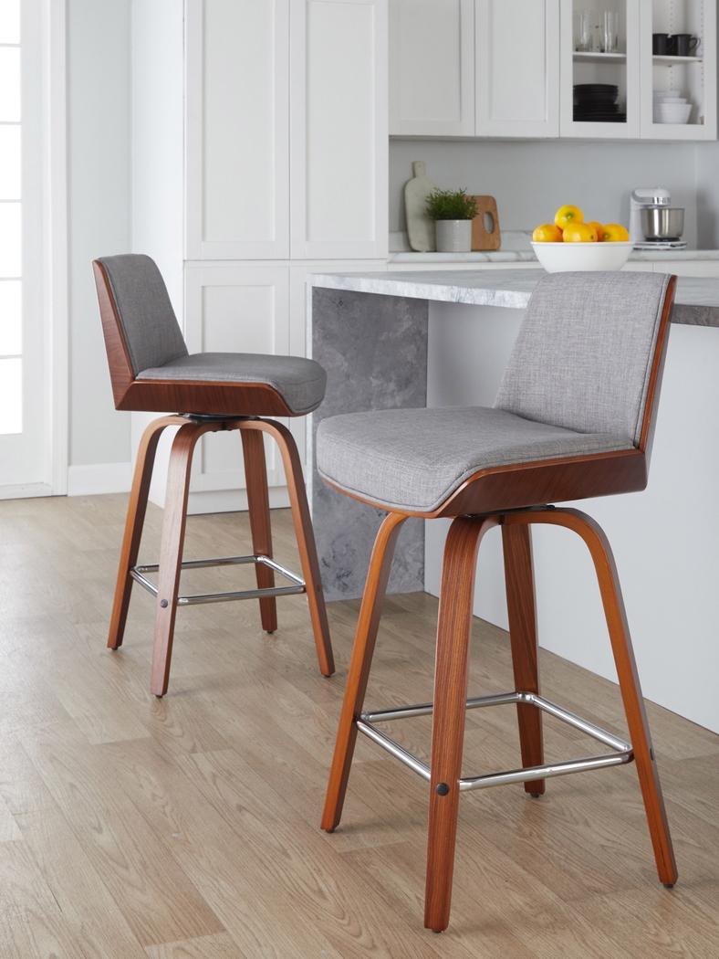 Weymanda II Gray Swivel Counter Height Stool, Set of 2 - Thumbnail - Image 4