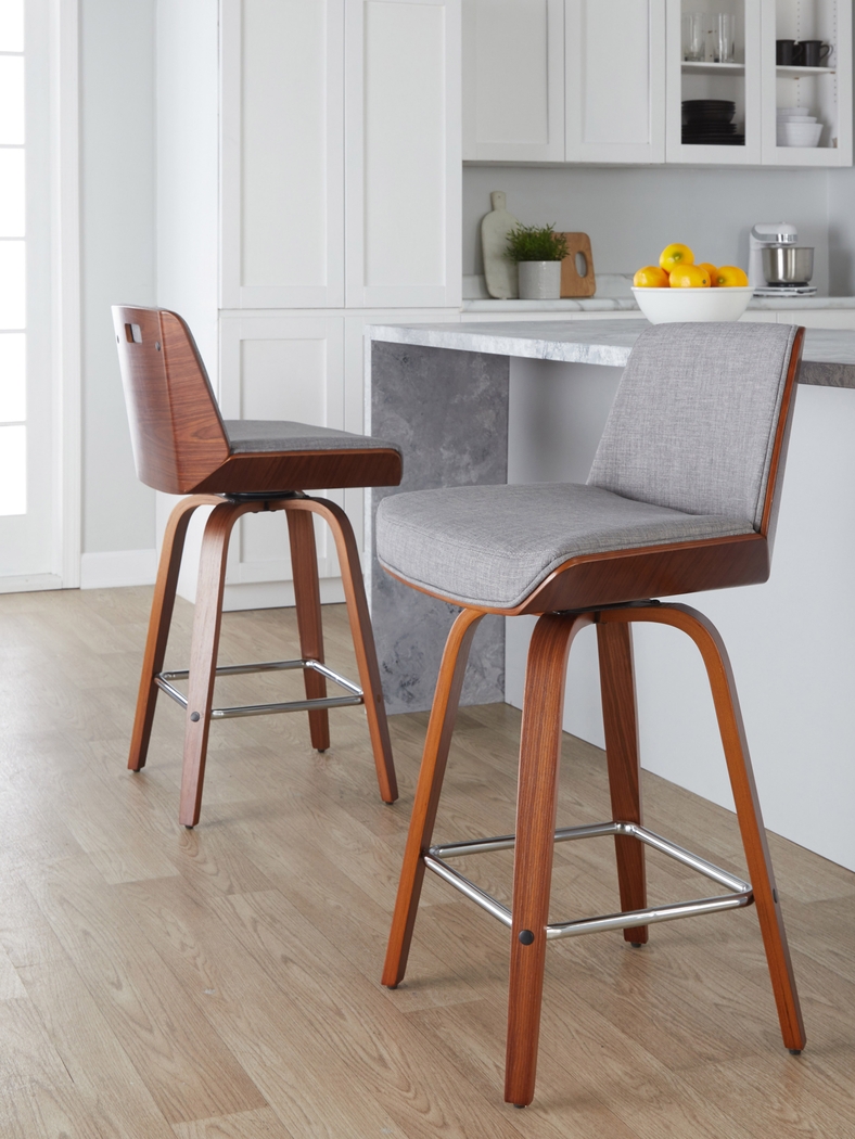 Weymanda II Gray Swivel Counter Height Stool, Set of 2 - Thumbnail - Image 5