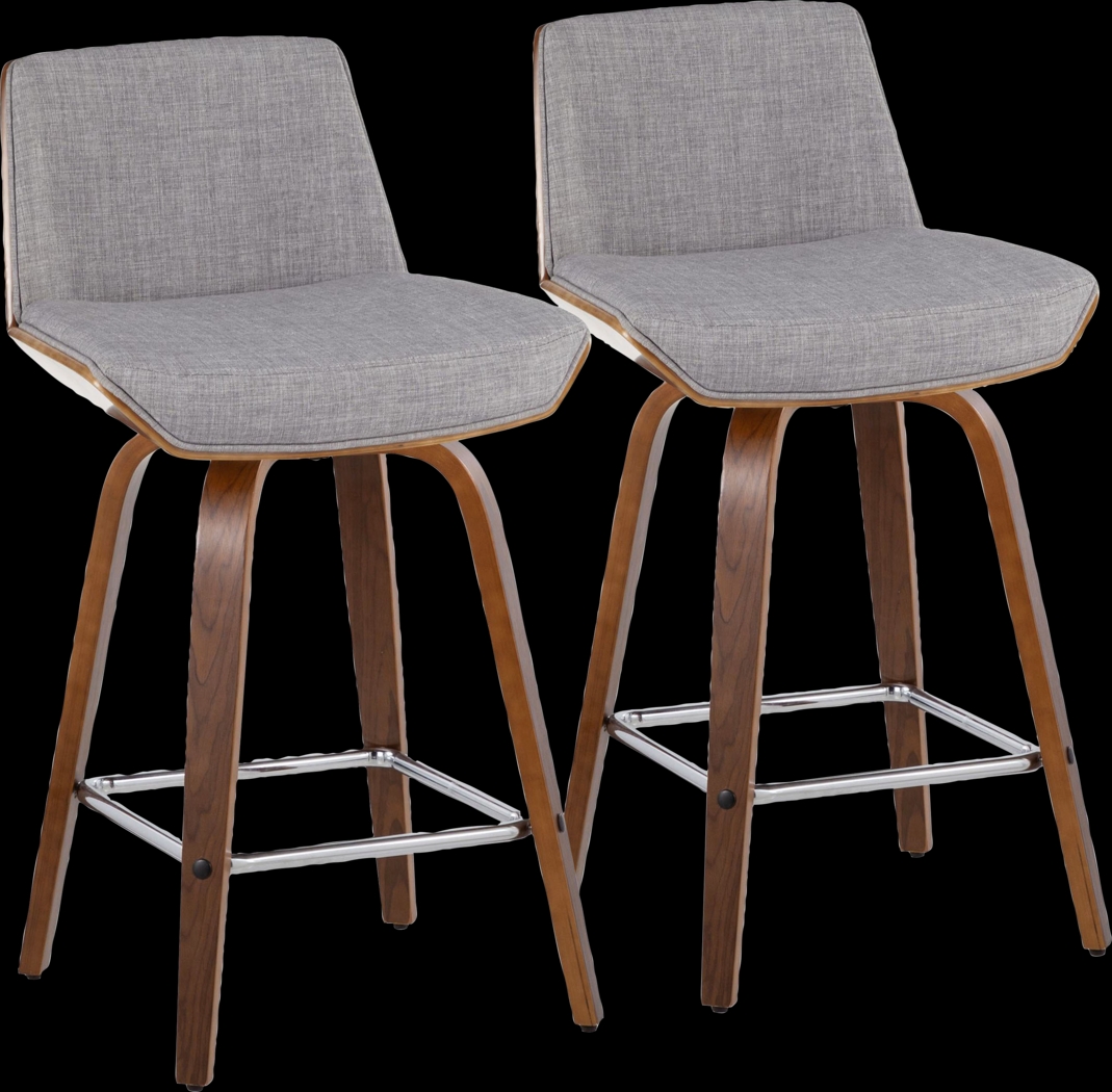 Weymanda II Gray Swivel Counter Height Stool, Set of 2 - Thumbnail - Image 1