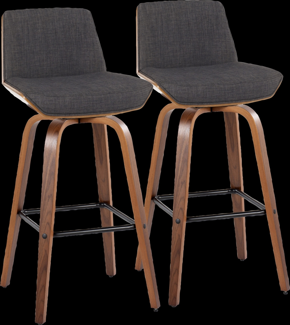 Weymanda III Charcoal Swivel Barstool, Set of 2 - Thumbnail - Image 1