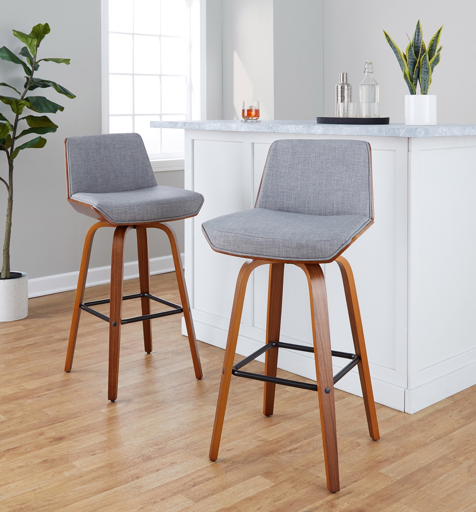 Weymanda III Gray Swivel Barstool, Set of 2 - Thumbnail - Image 4