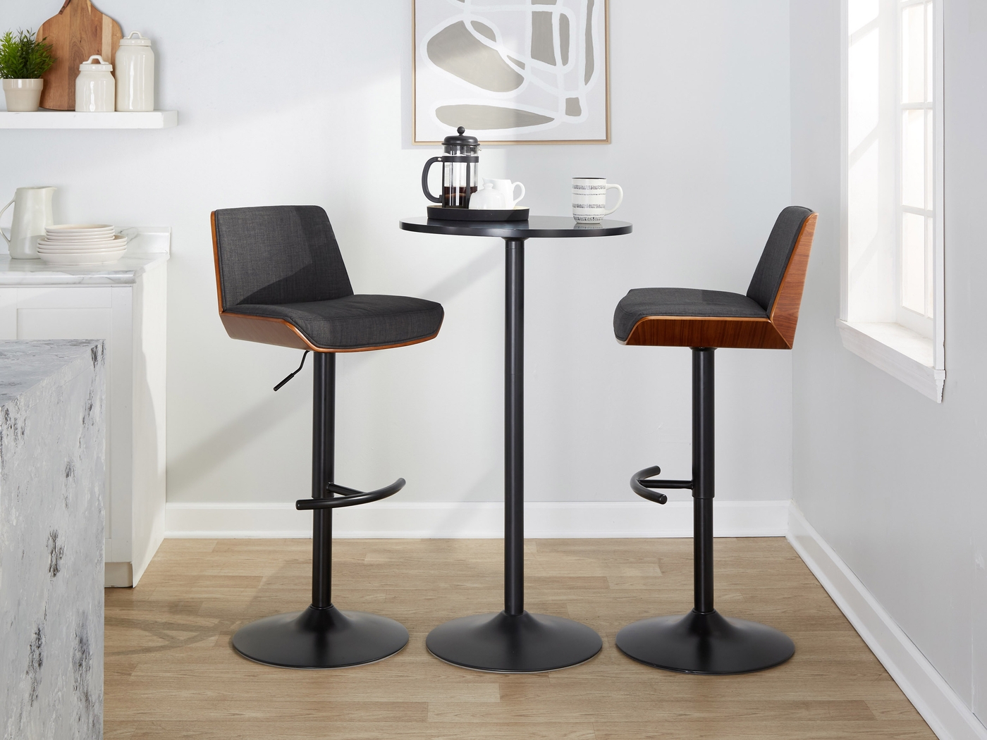 Weymanda IV Charcoal Adjustable Barstool, Set of 2 - Thumbnail - Image 2