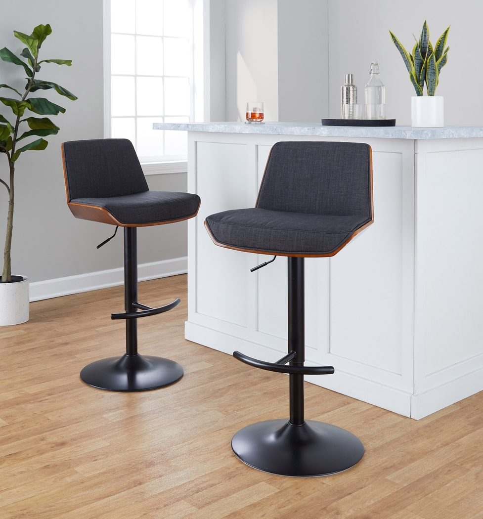 Weymanda IV Charcoal Adjustable Barstool, Set of 2 - Thumbnail - Image 3