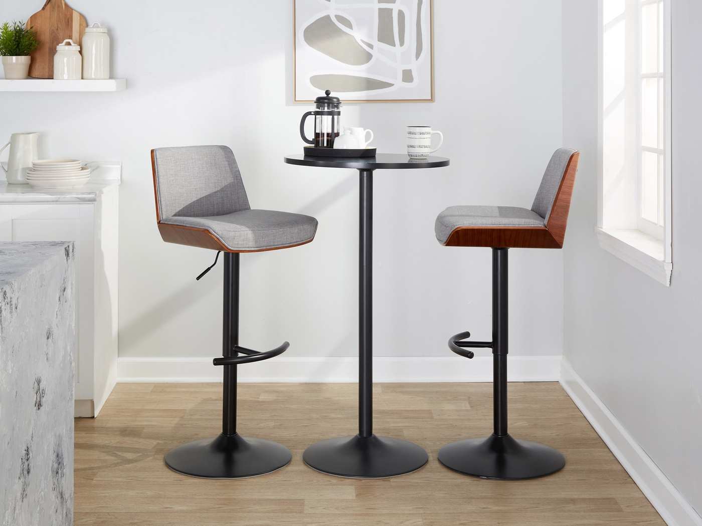 Weymanda IV Gray Adjustable Barstool, Set of 2 - Thumbnail - Image 2