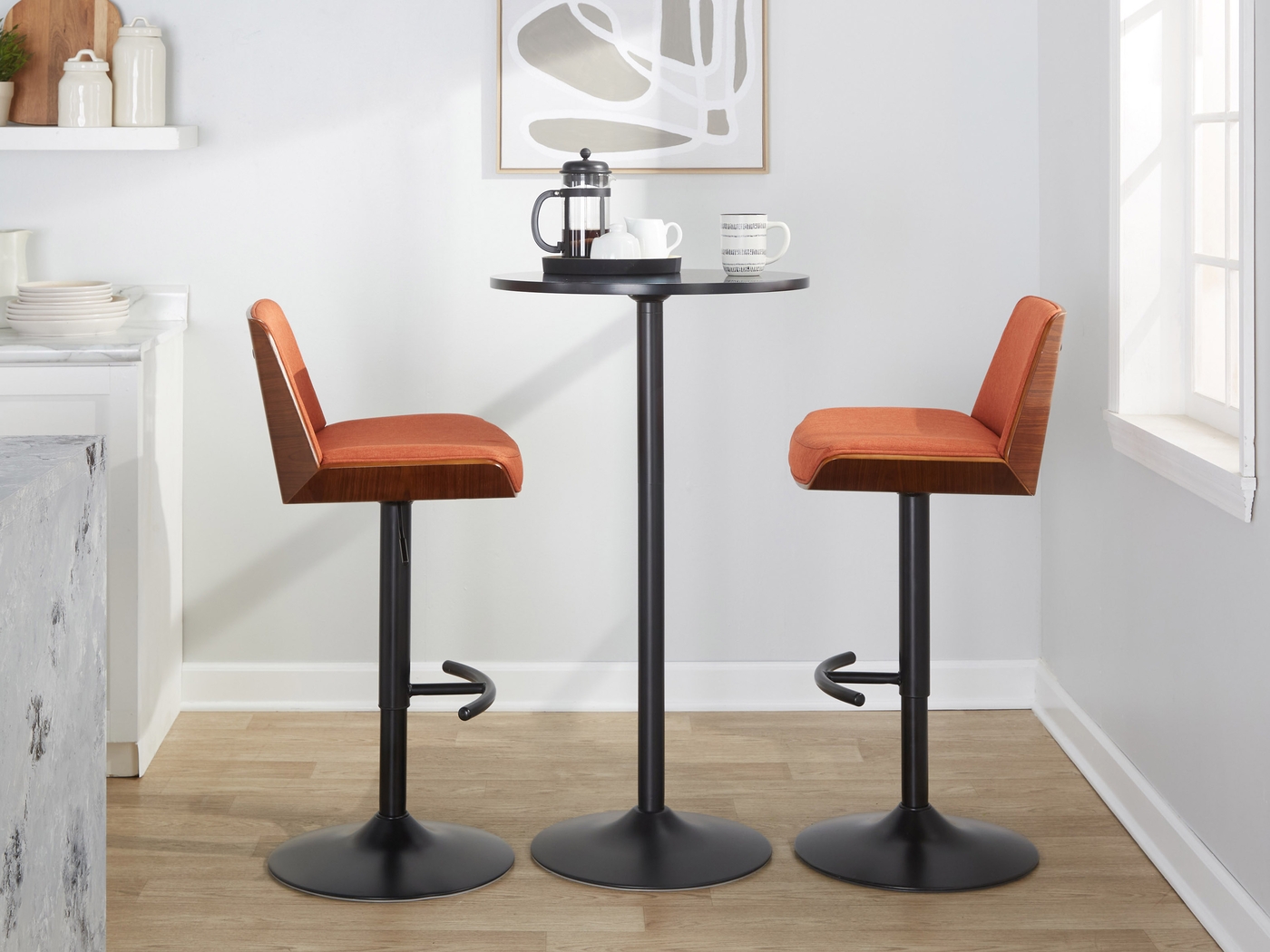 Weymanda IV Orange Adjustable Barstool, Set of 2 - Thumbnail - Image 2