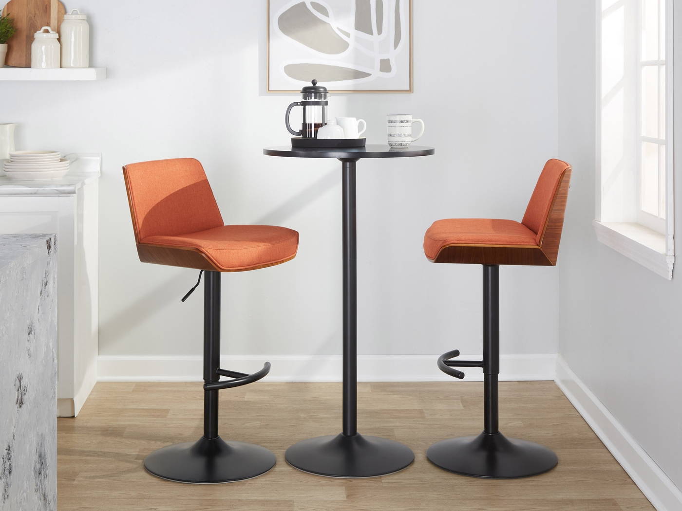 Weymanda IV Orange Adjustable Barstool, Set of 2 - Thumbnail - Image 3
