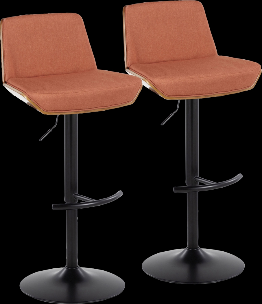 Weymanda IV Orange Adjustable Barstool, Set of 2 - Thumbnail - Image 1