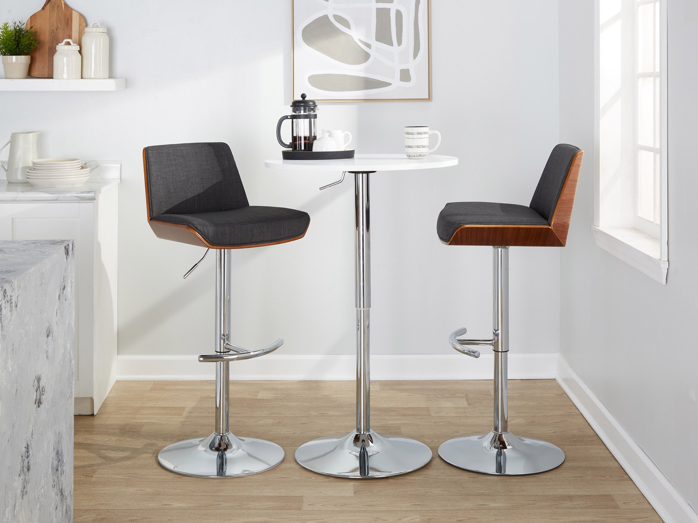 Weymanda V Charcoal Adjustable Barstool, Set of 2 - Thumbnail - Image 2