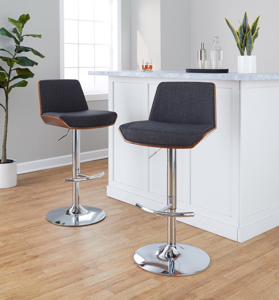 Weymanda V Charcoal Adjustable Barstool, Set of 2 - Thumbnail - Image 3