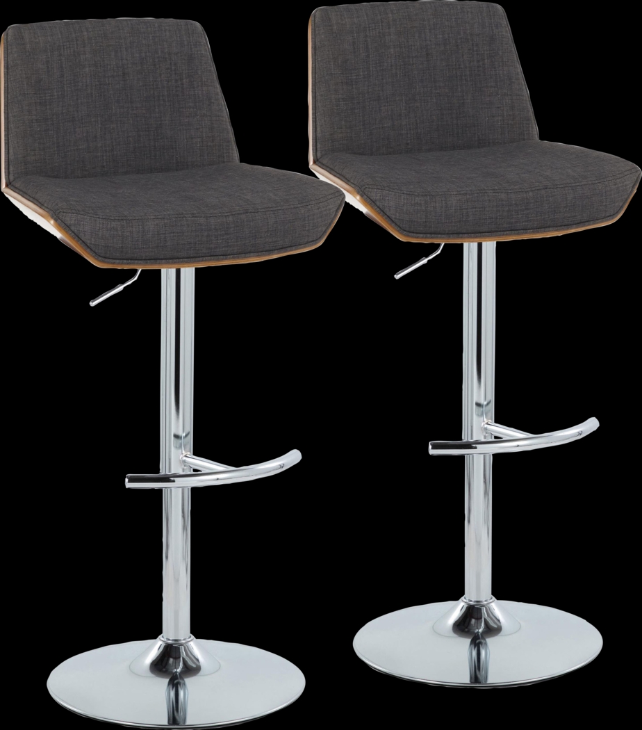 Weymanda V Charcoal Adjustable Barstool, Set of 2 - Thumbnail - Image 1
