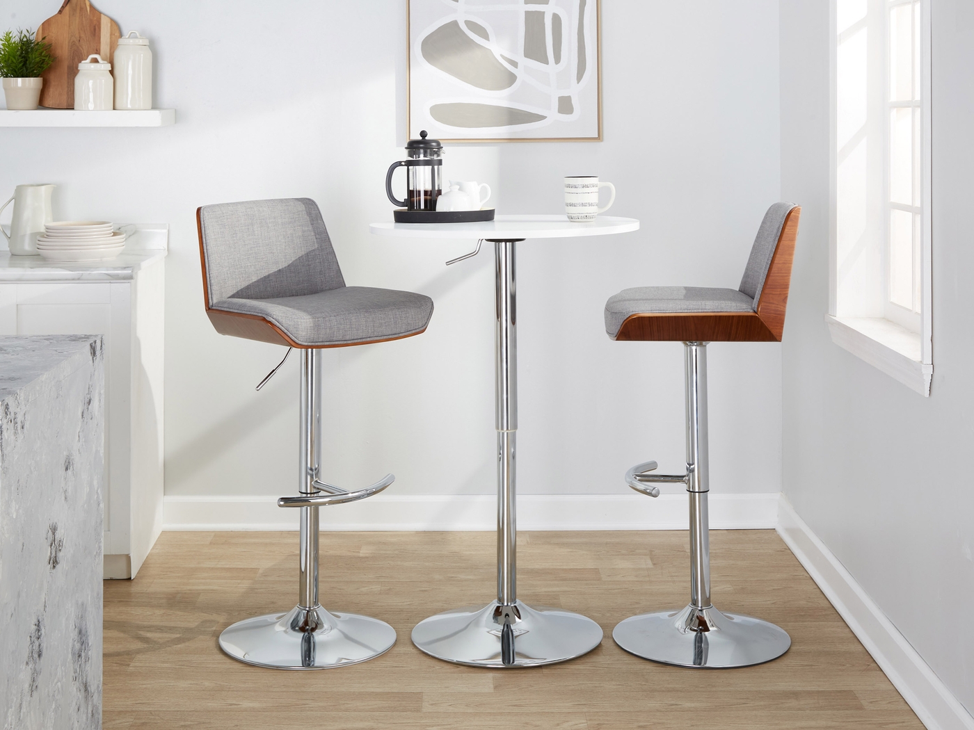 Weymanda V Gray Adjustable Barstool, Set of 2 - Thumbnail - Image 2
