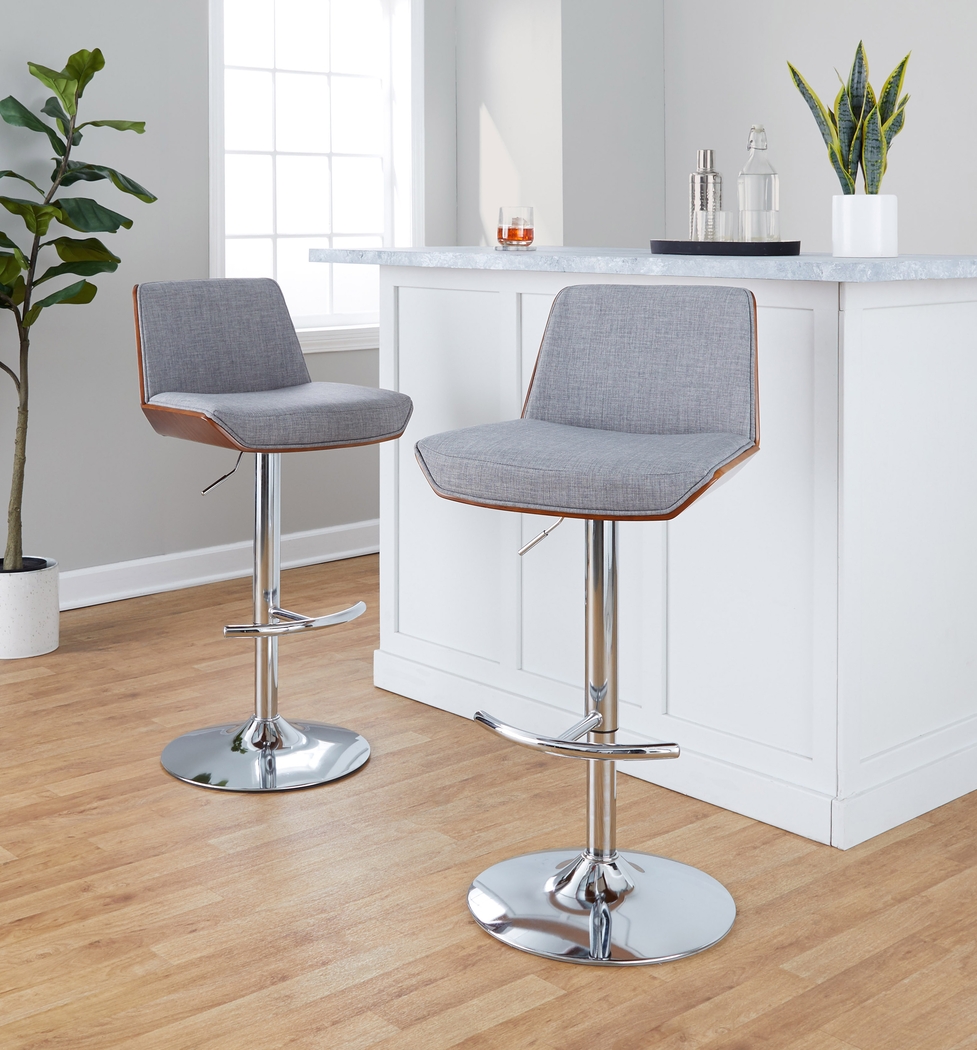 Weymanda V Gray Adjustable Barstool, Set of 2 - Thumbnail - Image 3