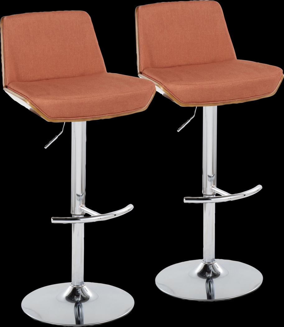 Weymanda V Orange Adjustable Barstool, Set of 2 - Thumbnail - Image 1