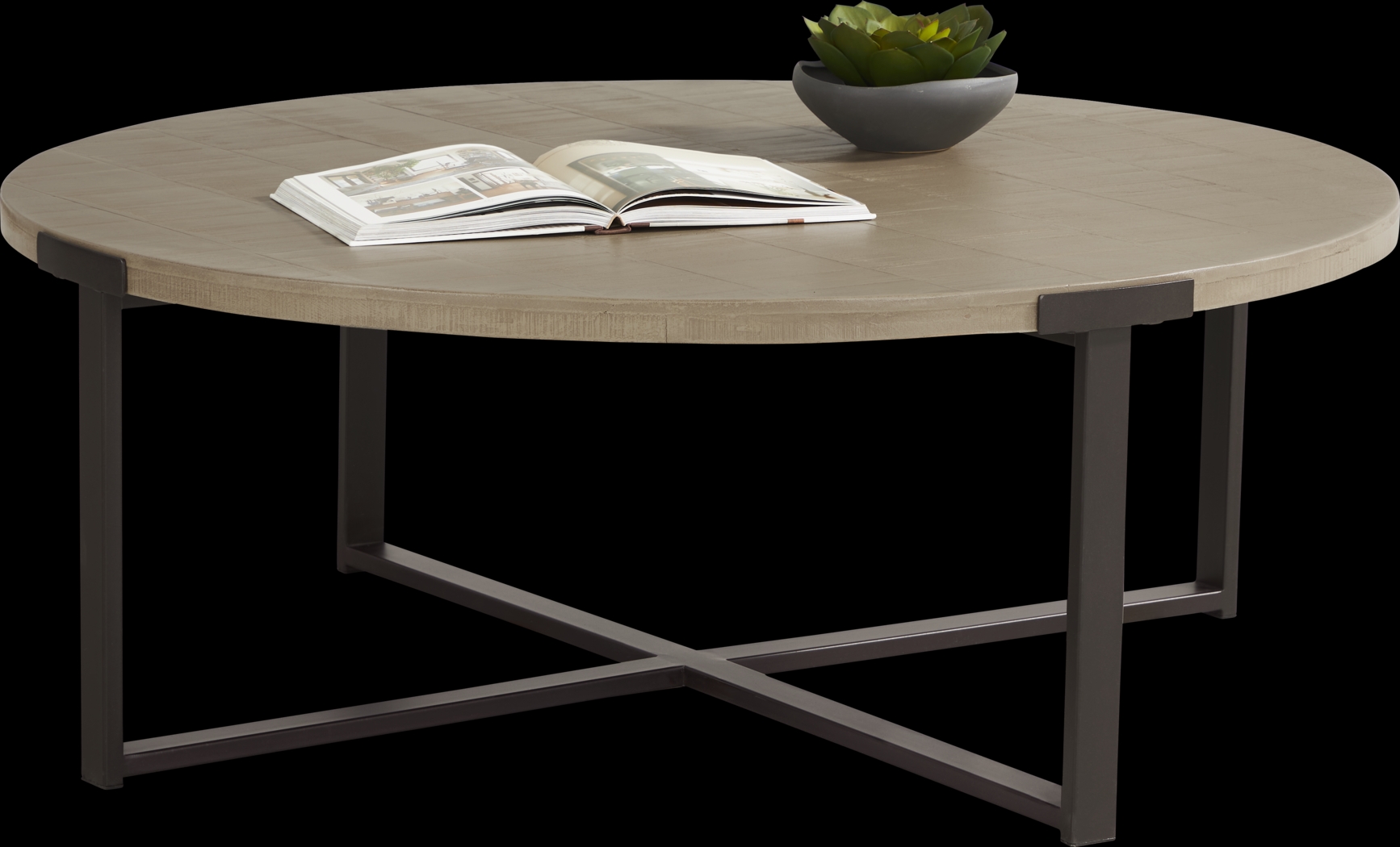 Wheeler Natural Round Cocktail Table - Thumbnail - Image 2