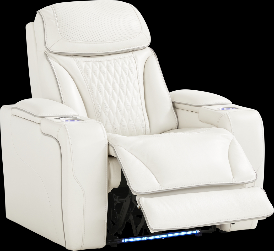 White Leather Sound Tech by Shaq Recliner To Go - Thumbnail - Image 1