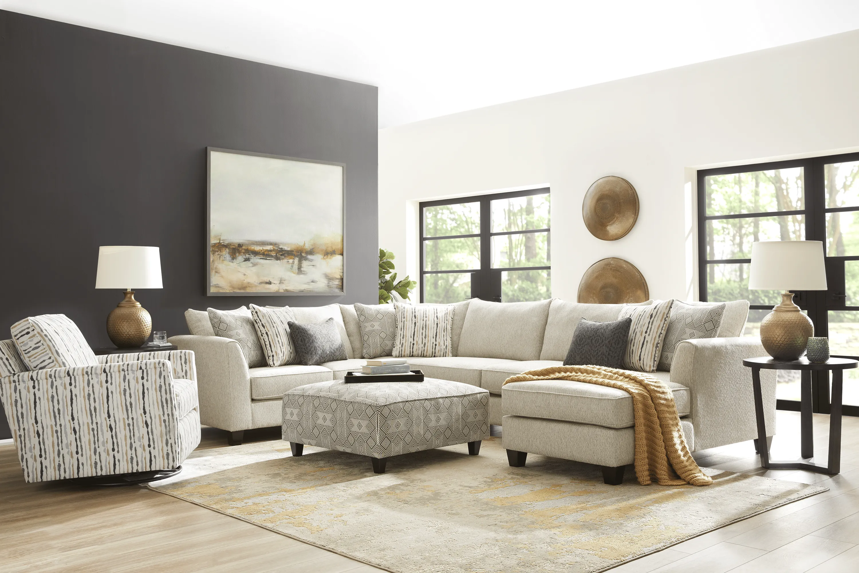 Whitley Way Gray 4 Pc Sectional Living Room - Thumbnail - Image 1