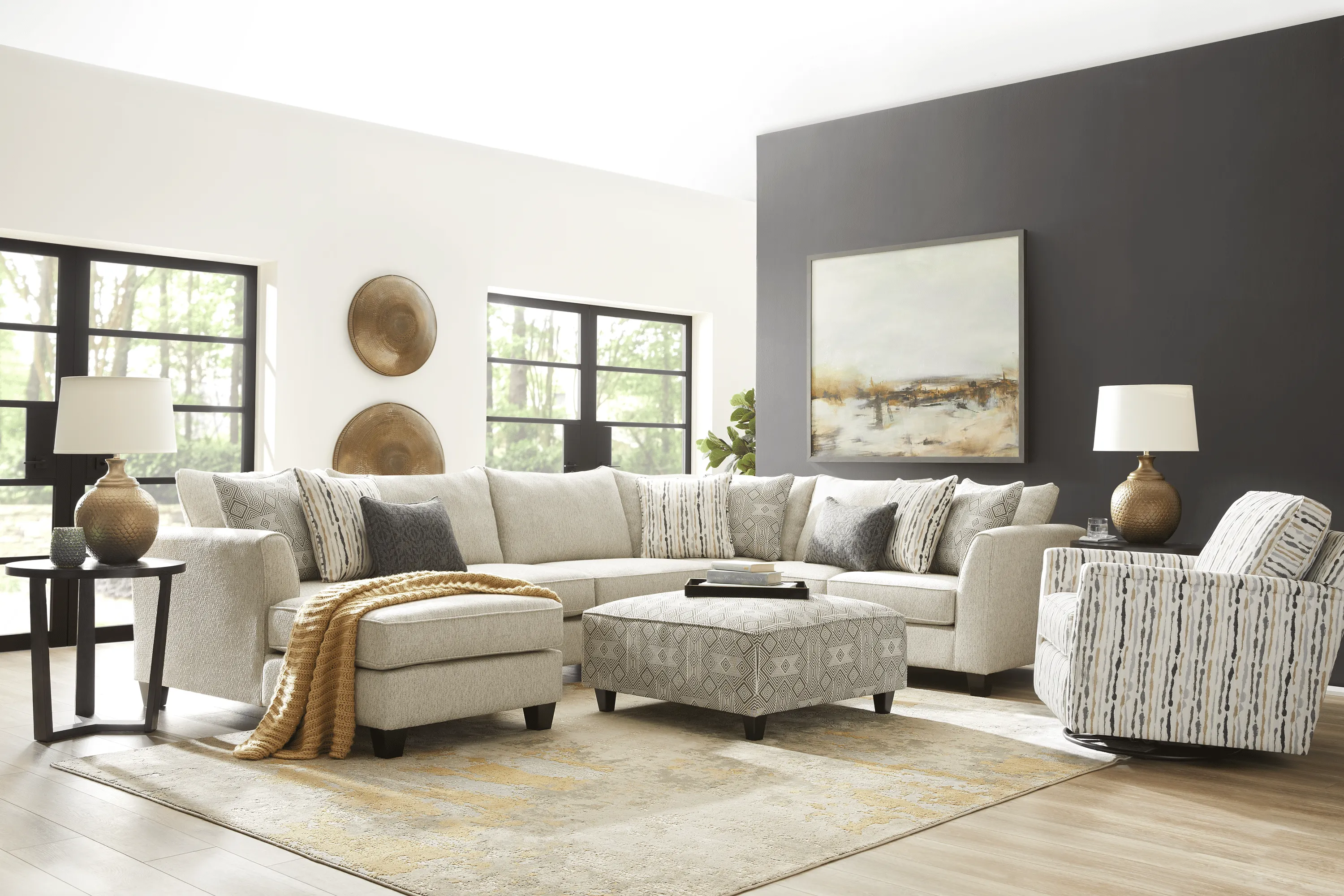 Whitley Way Gray 4 Pc Sectional Living Room - Thumbnail - Image 1