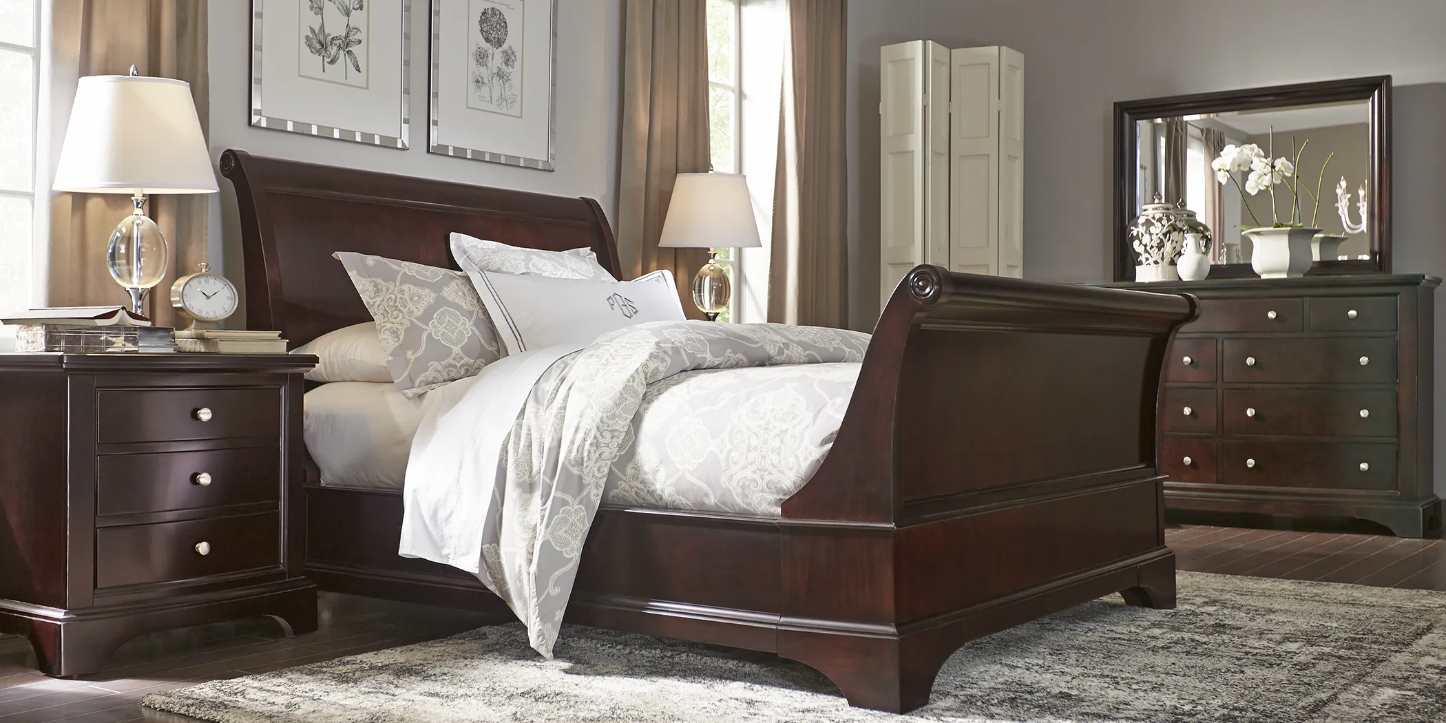 Whitmore Cherry 9 Pc King Sleigh Bedroom - Thumbnail - Image 1