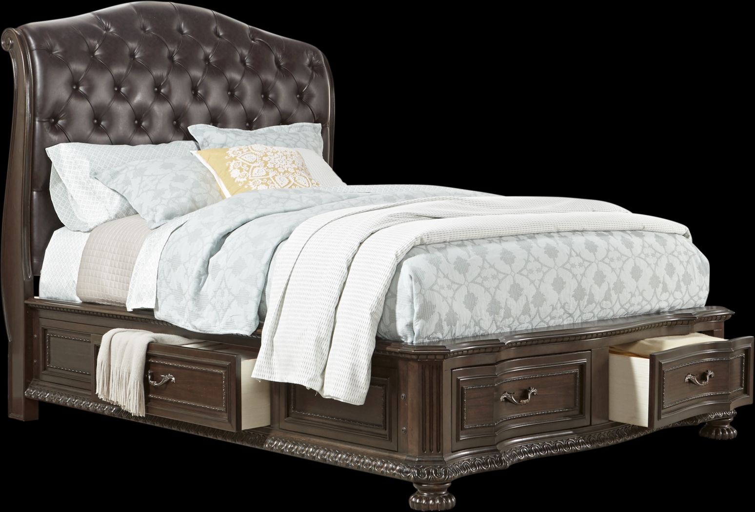 Whittington Cherry 7 Pc Queen Sleigh Bedroom with 4 Drawer Storage - Thumbnail - Image 3