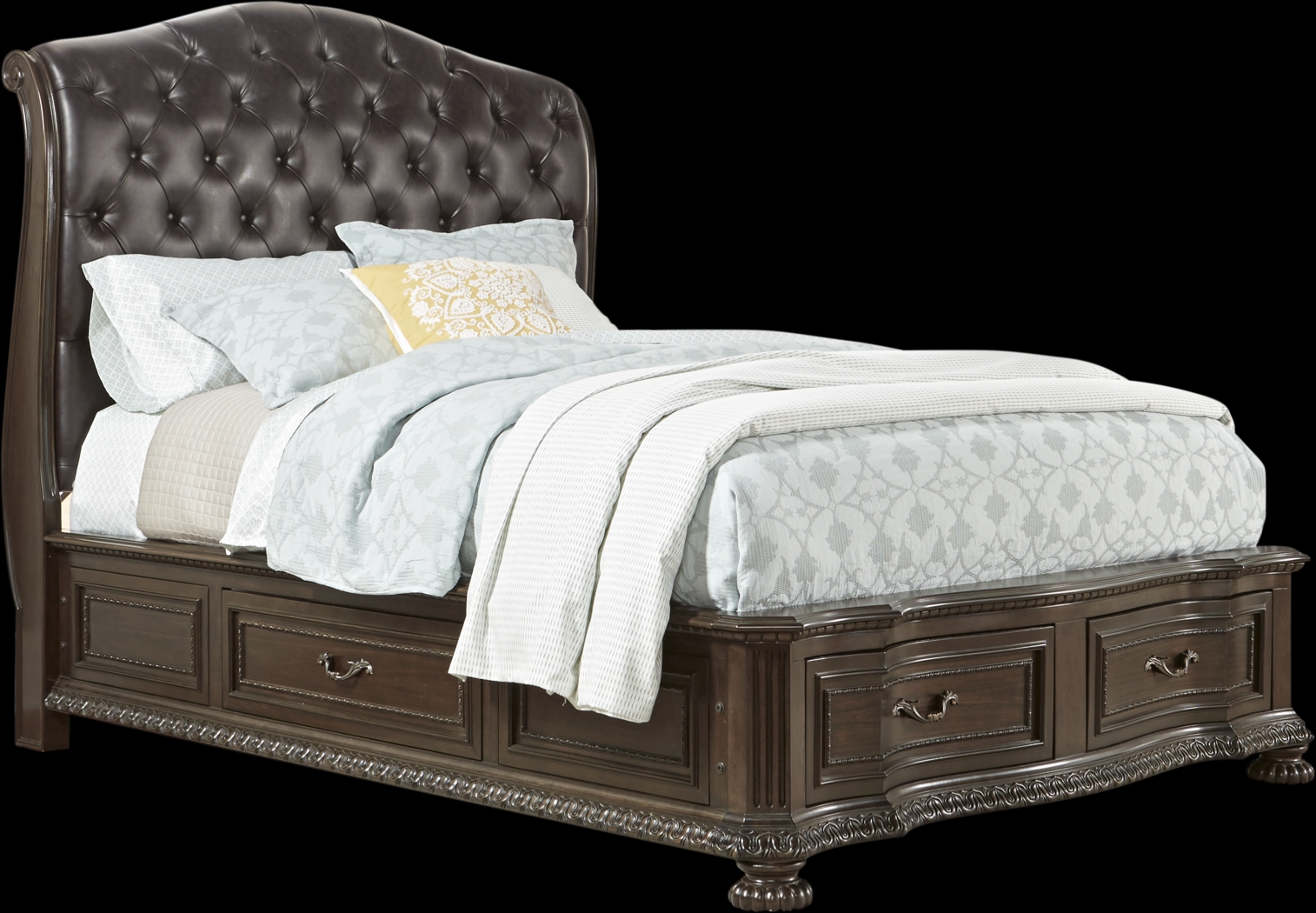 Whittington Cherry 7 Pc Queen Sleigh Bedroom with 4 Drawer Storage - Thumbnail - Image 2