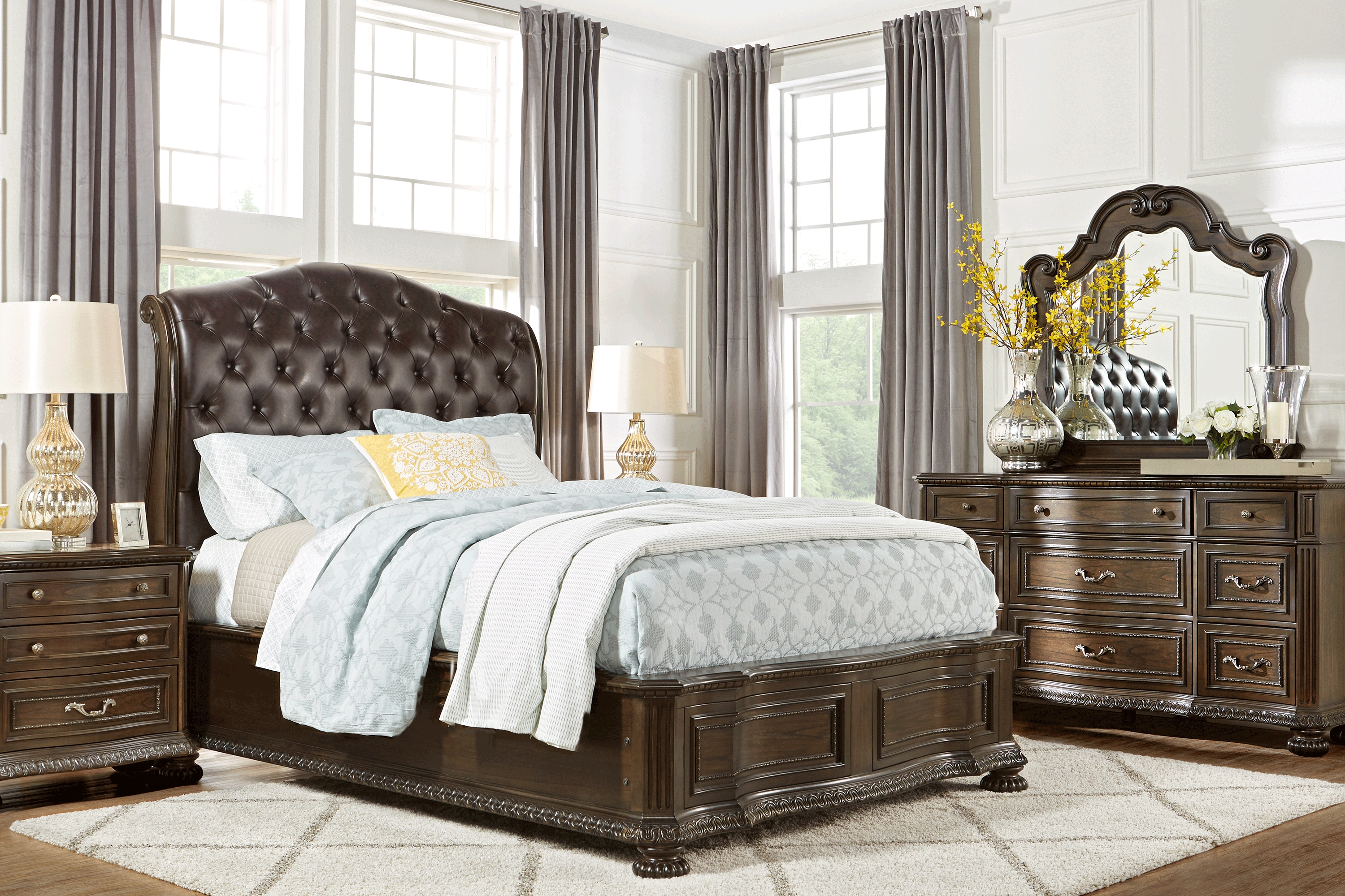 Whittington Cherry 3 Pc Queen Sleigh Bed - Thumbnail - Image 2