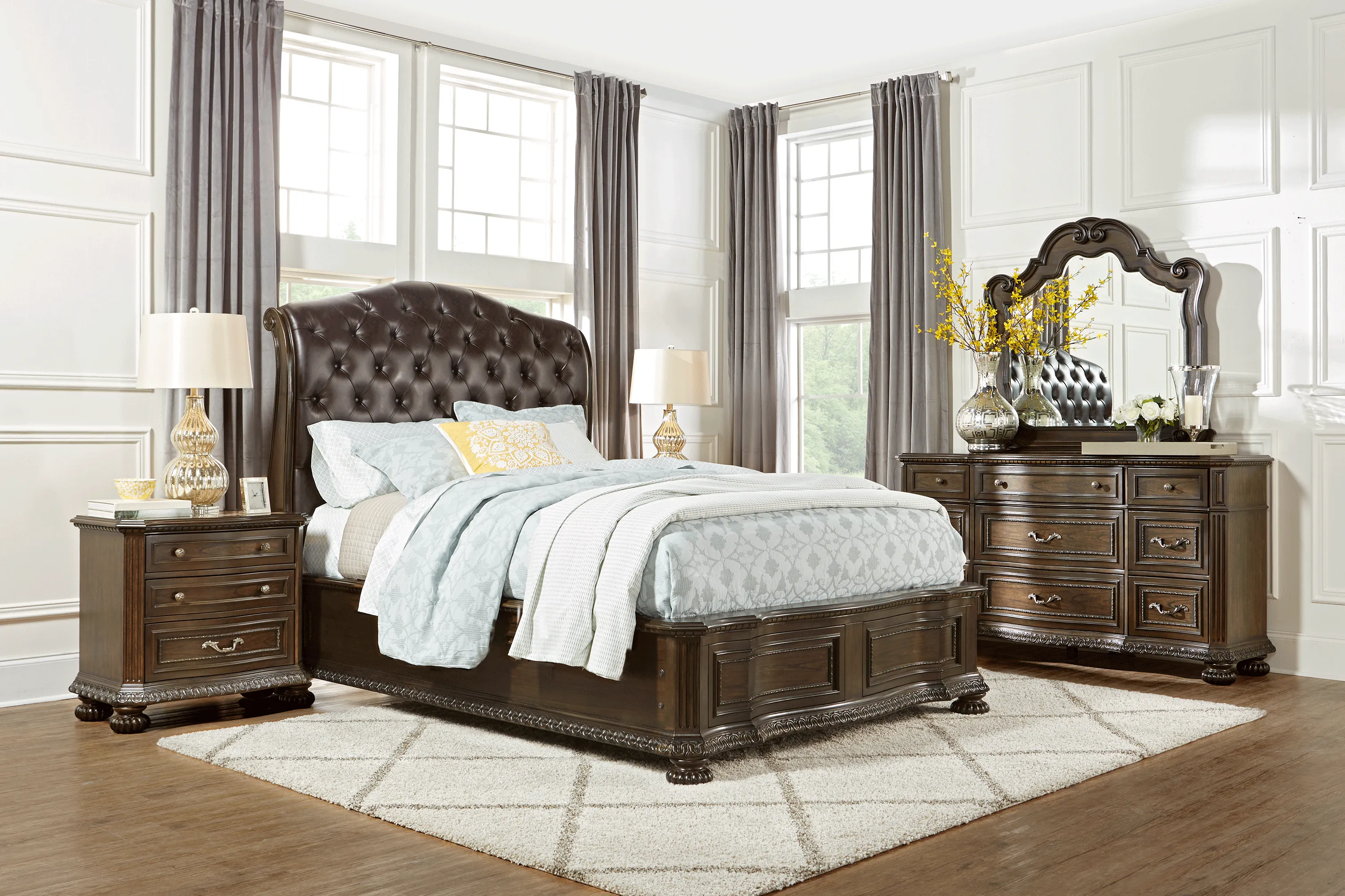 Whittington Cherry 7 Pc Queen Sleigh Bedroom - Thumbnail - Image 1