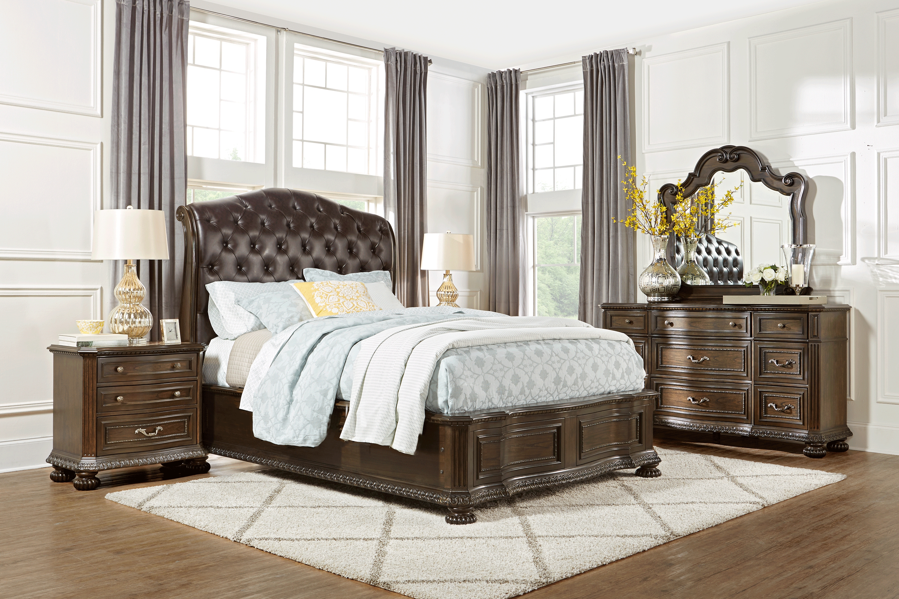 Whittington Cherry 7 Pc King Sleigh Bedroom - Thumbnail - Image 1
