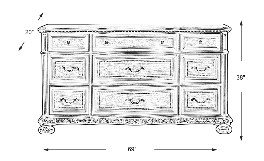 Dimension Image. Please refer to the Dimension Tab on this page for dimension details.