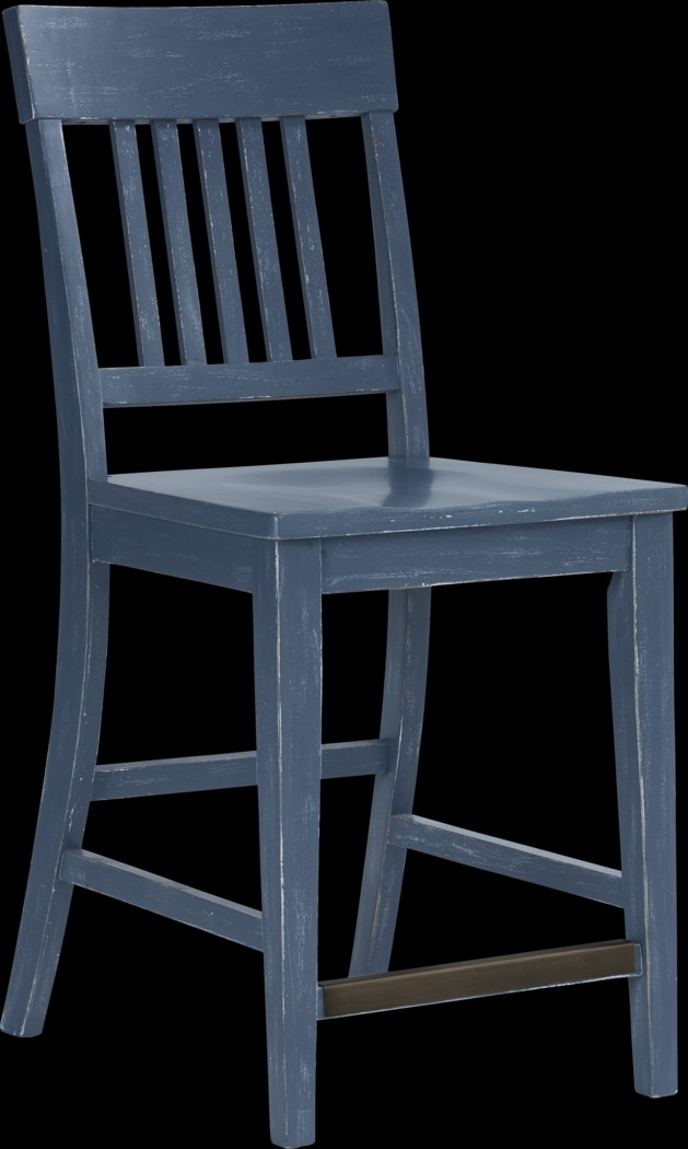 Wicklow Hills Blue Slat Back Stool - Thumbnail - Image 1