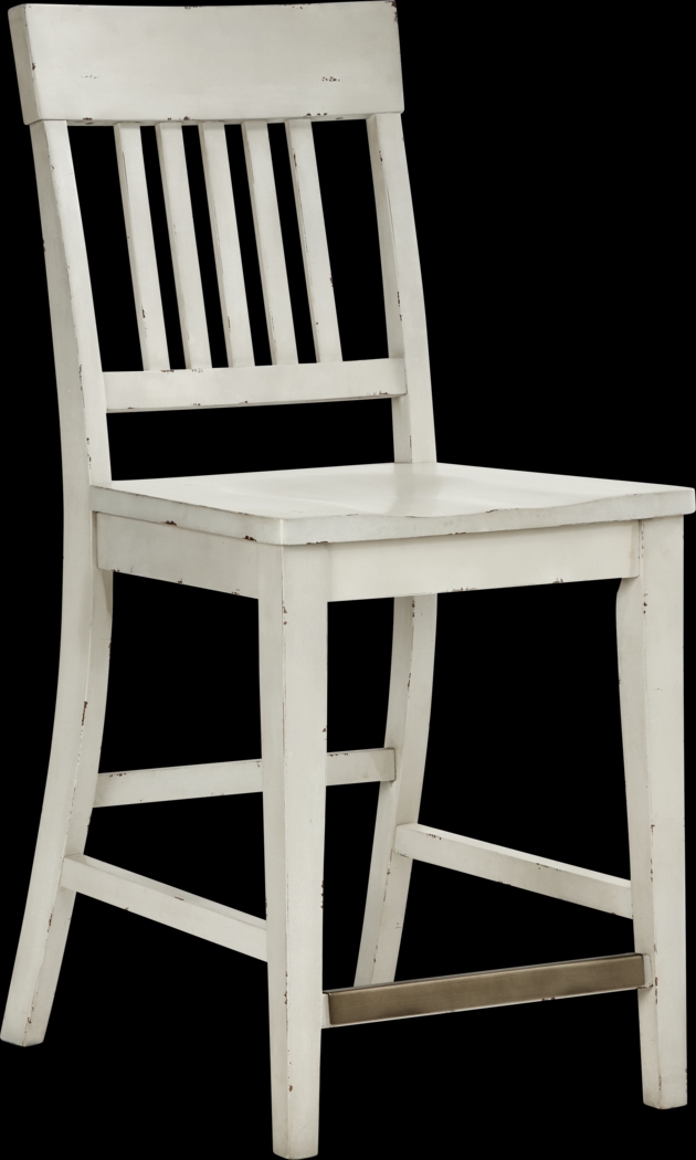 Wicklow Hills White Slat Back Stool - Thumbnail - Image 1