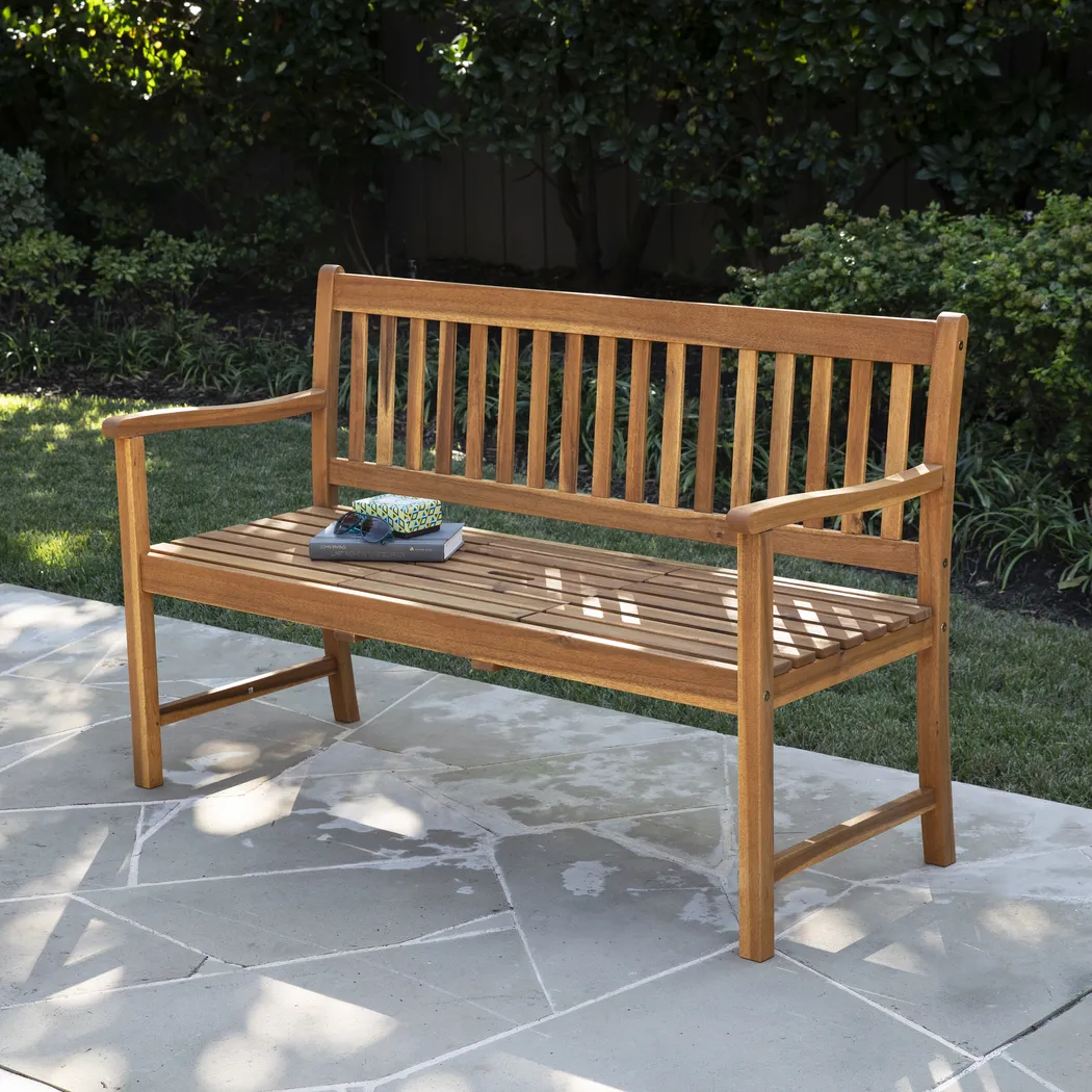 Wickstram Natural Outdoor Bench - Thumbnail - Image 2