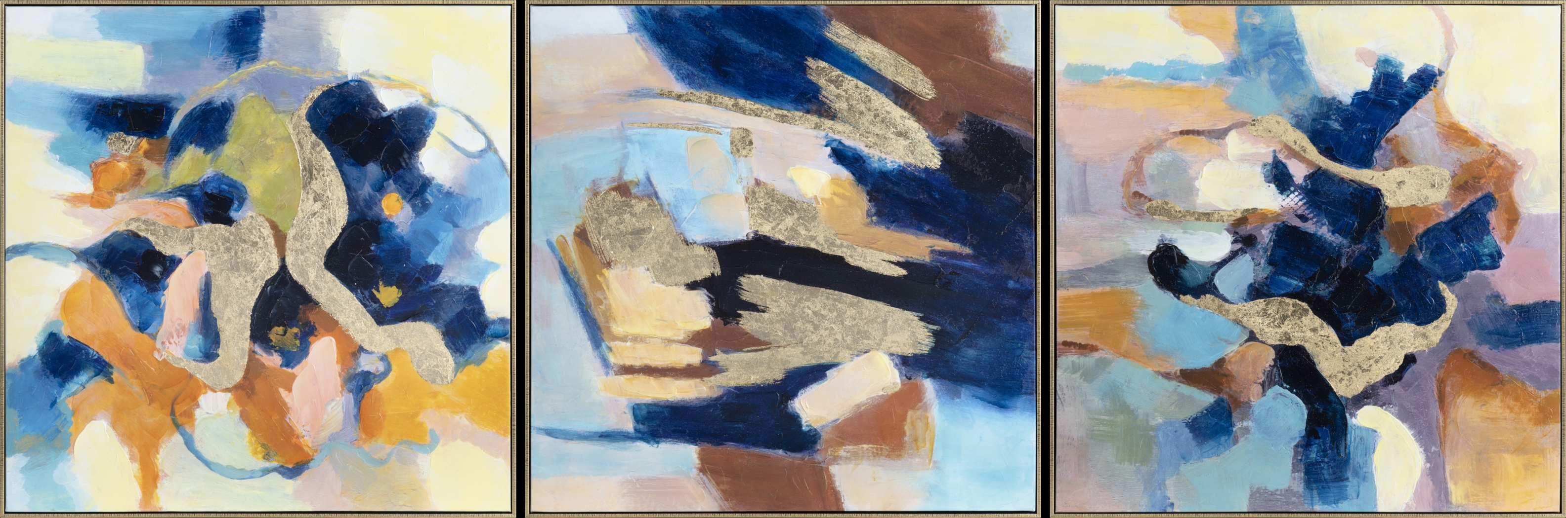 Wiclow Blue Artwork, Set of 3 - Thumbnail - Image 1