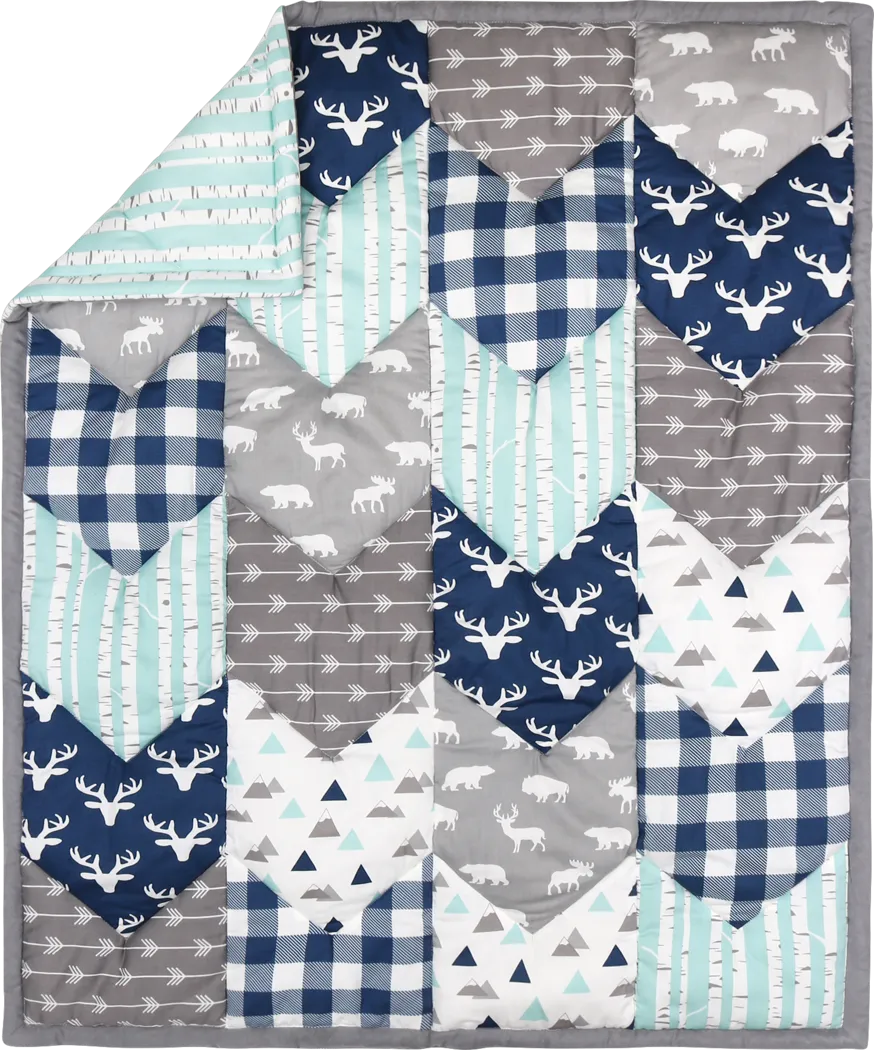 Wilderness Dreams Blue 3 Pc Baby Bedding Set - Thumbnail - Image 2