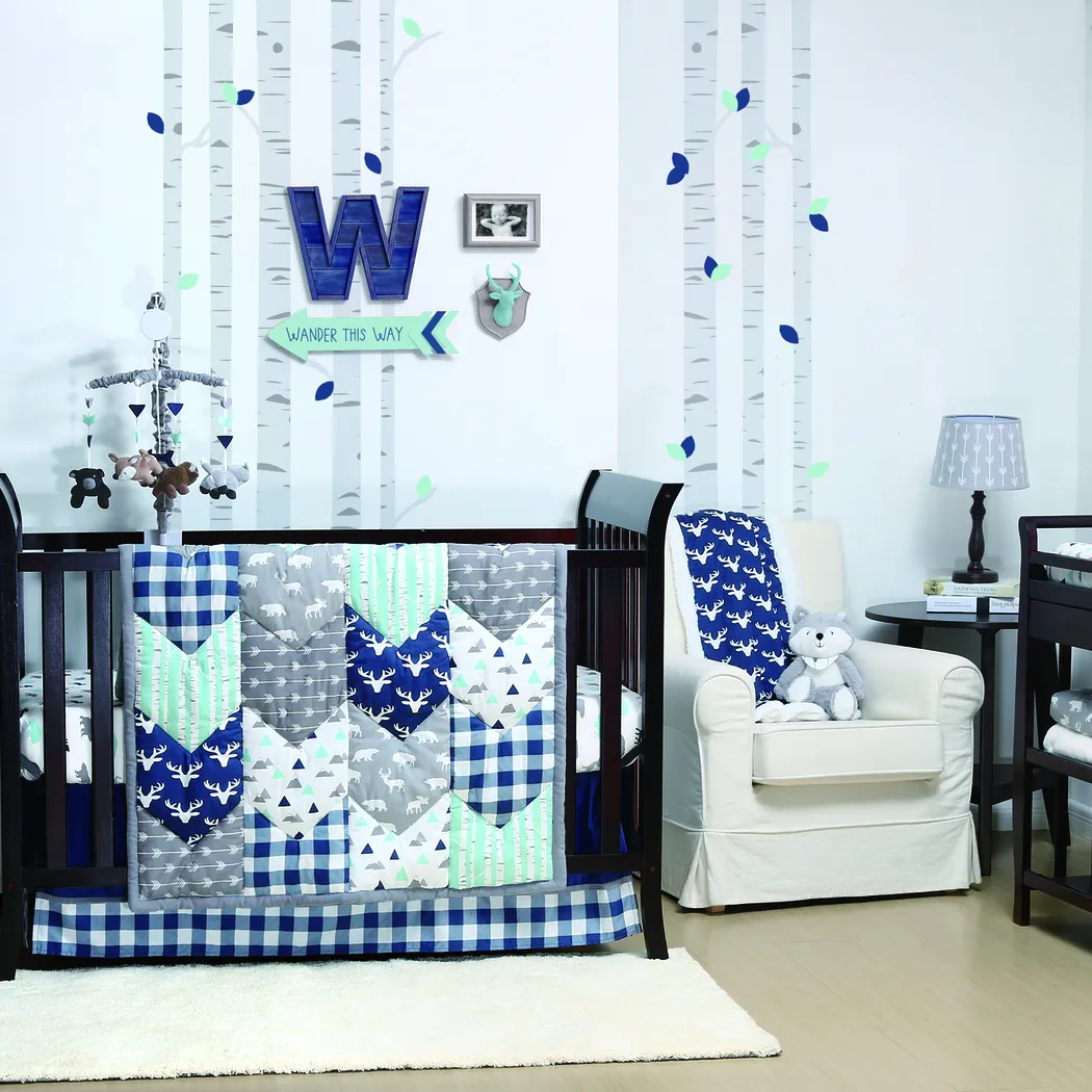 Wilderness Dreams Blue 3 Pc Baby Bedding Set - Thumbnail - Image 1