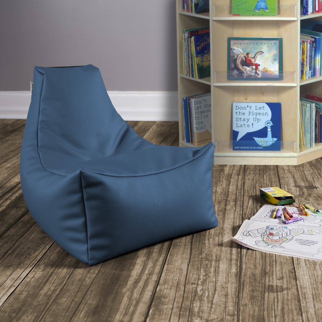 Kids Wilfy Blue Small Bean Bag Chair - Thumbnail - Image 2
