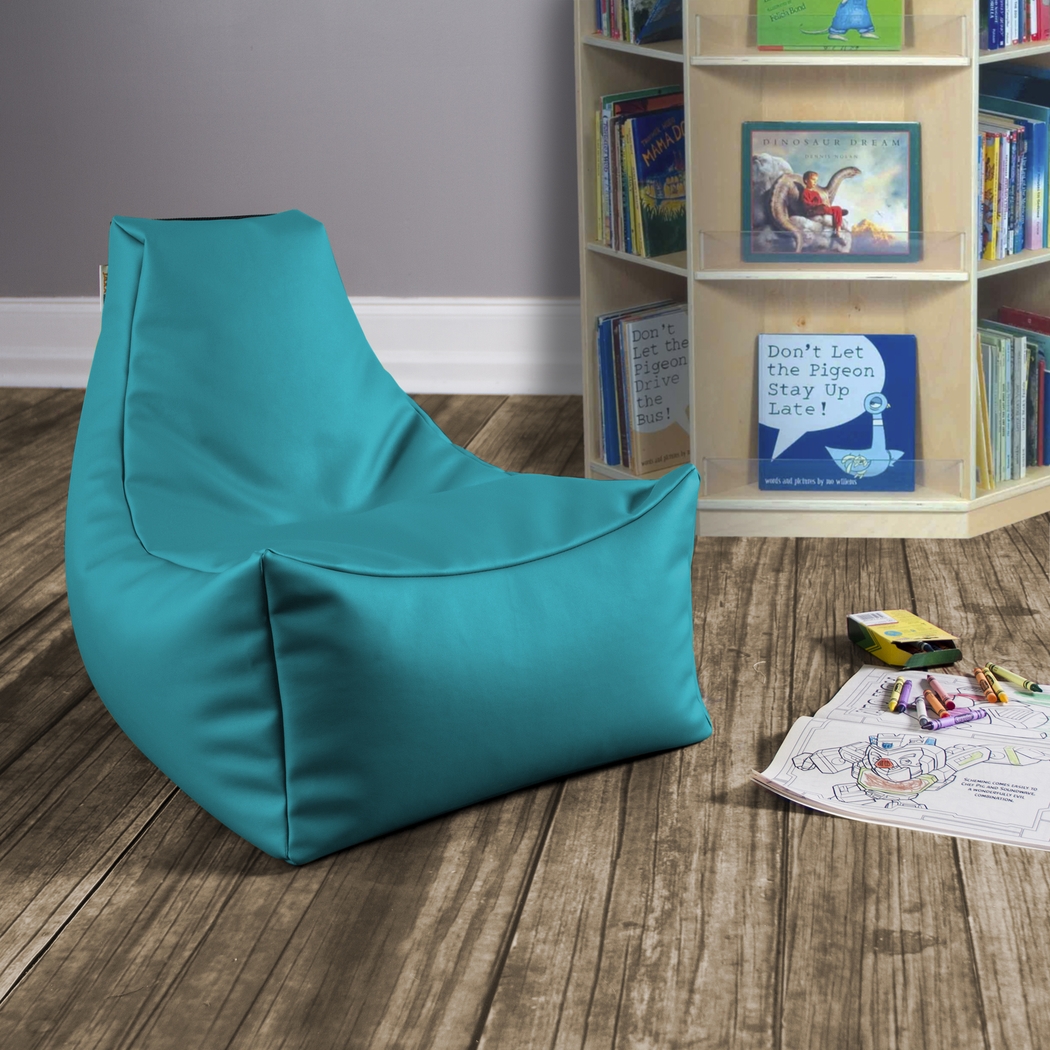 Kids Wilfy Turquoise Small Bean Bag Chair - Thumbnail - Image 2