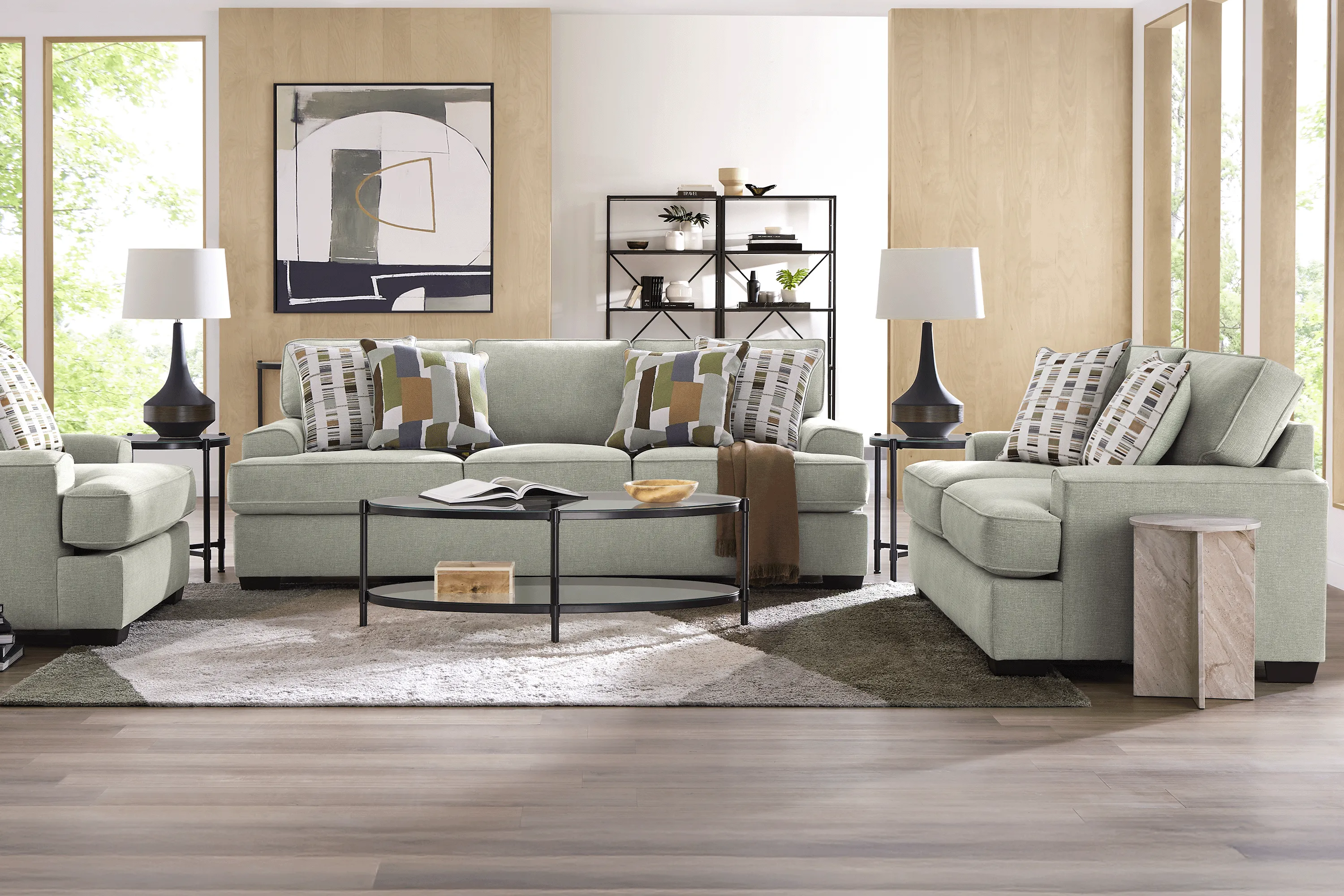 Wilkinson Green 7 Pc Living Room with Sleeper Sofa - Thumbnail - Image 1