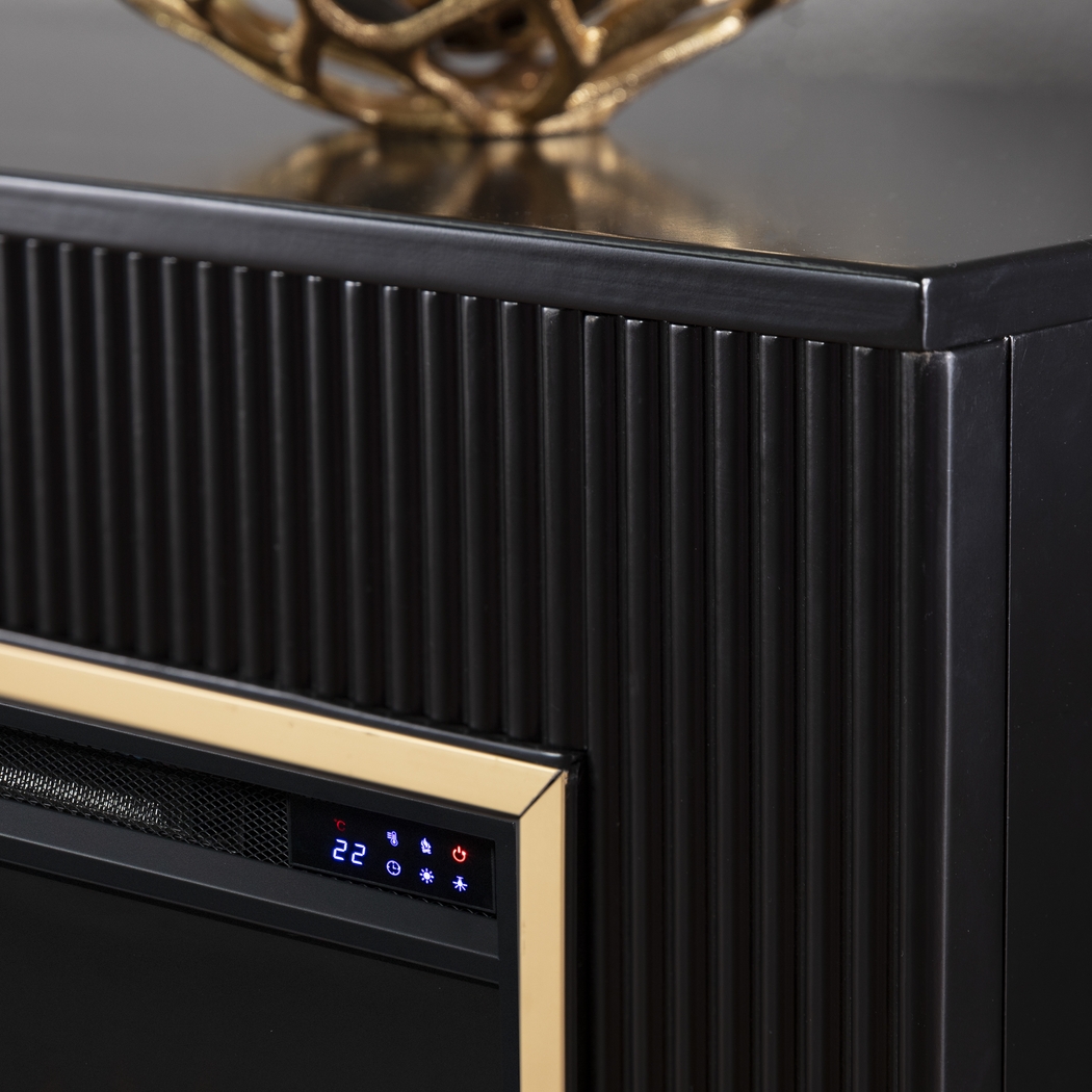 Willaurel IV Black 33 in. Console, With Touch Panel Electric Log Fireplace - Thumbnail - Image 4