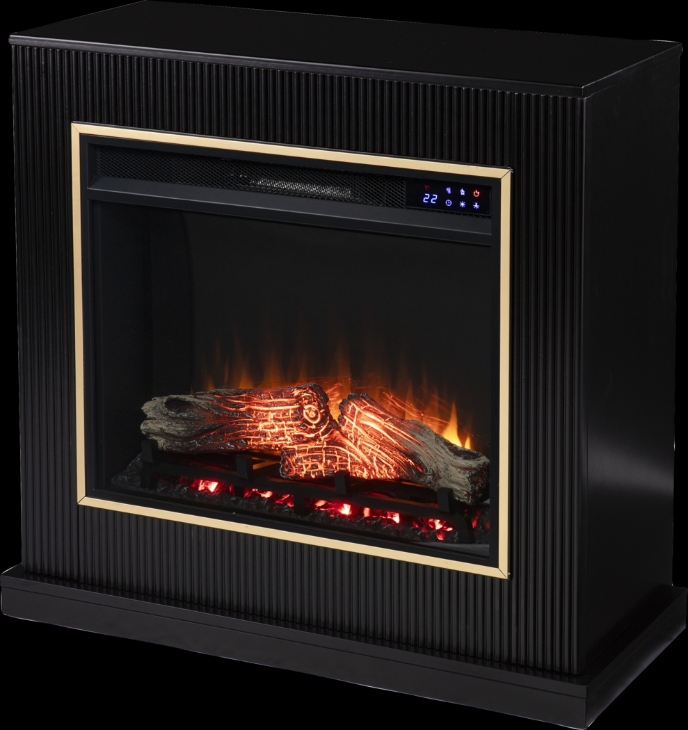 Willaurel IV Black 33 in. Console, With Touch Panel Electric Log Fireplace - Thumbnail - Image 1
