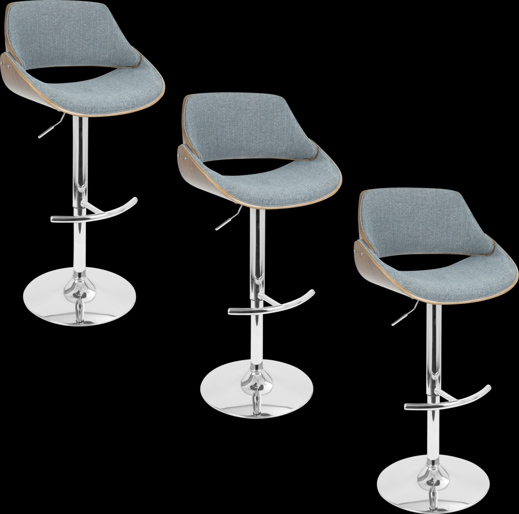 Willmann Blue Adjustable Swivel Barstool, Set of 3 - Thumbnail - Image 1