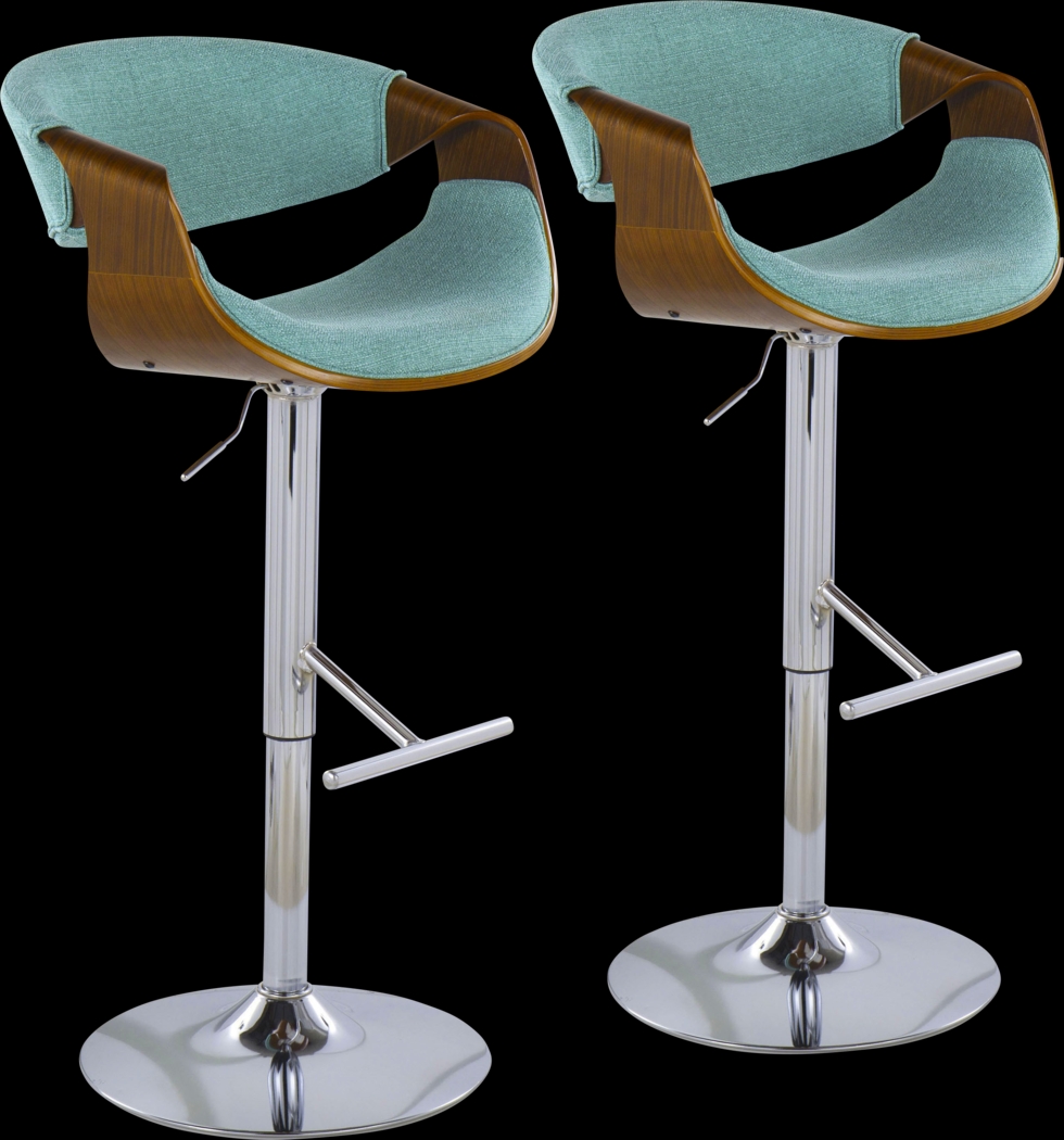 Willowwick Teal Adjustable Barstool, Set of 2 - Thumbnail - Image 1