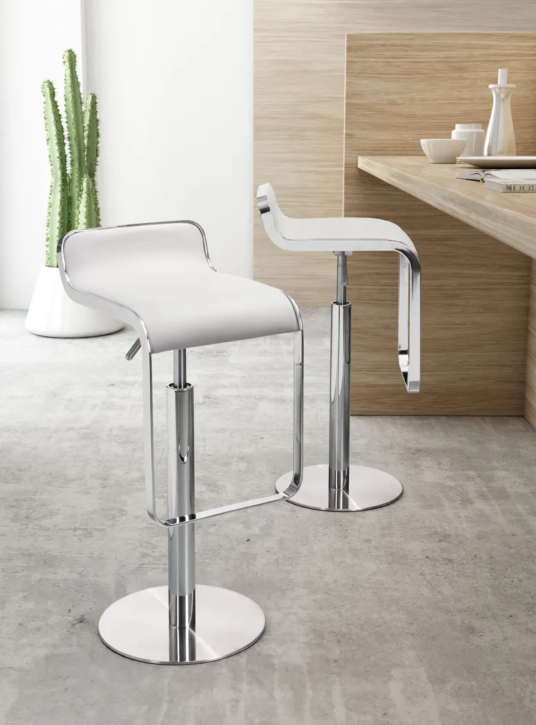 Willsada White Adjustable Bar Stool - Thumbnail - Image 2