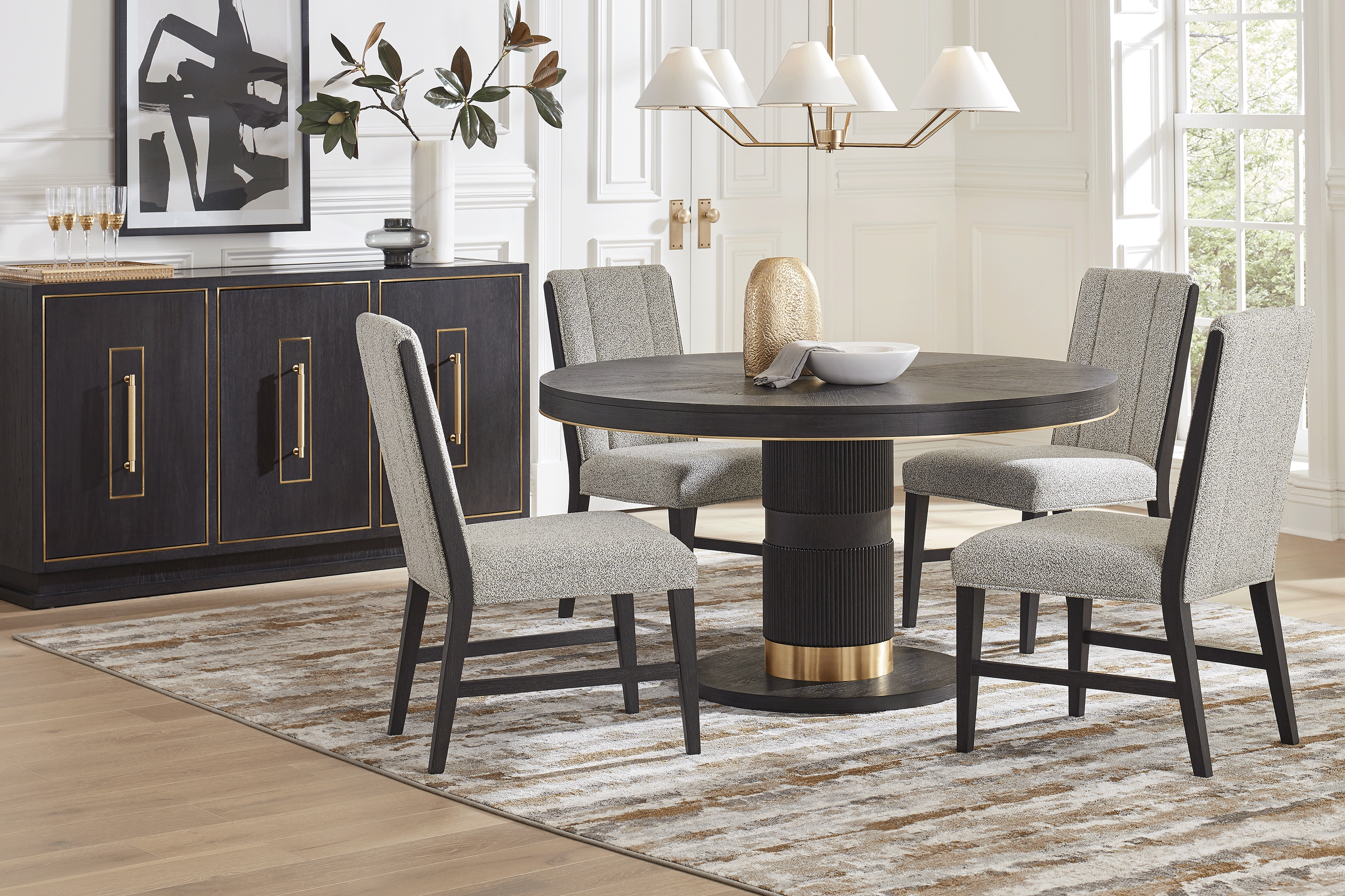 Wilshire Merlot 5 Pc Round Dining Room with Upholstered Chairs - Thumbnail - Image 1