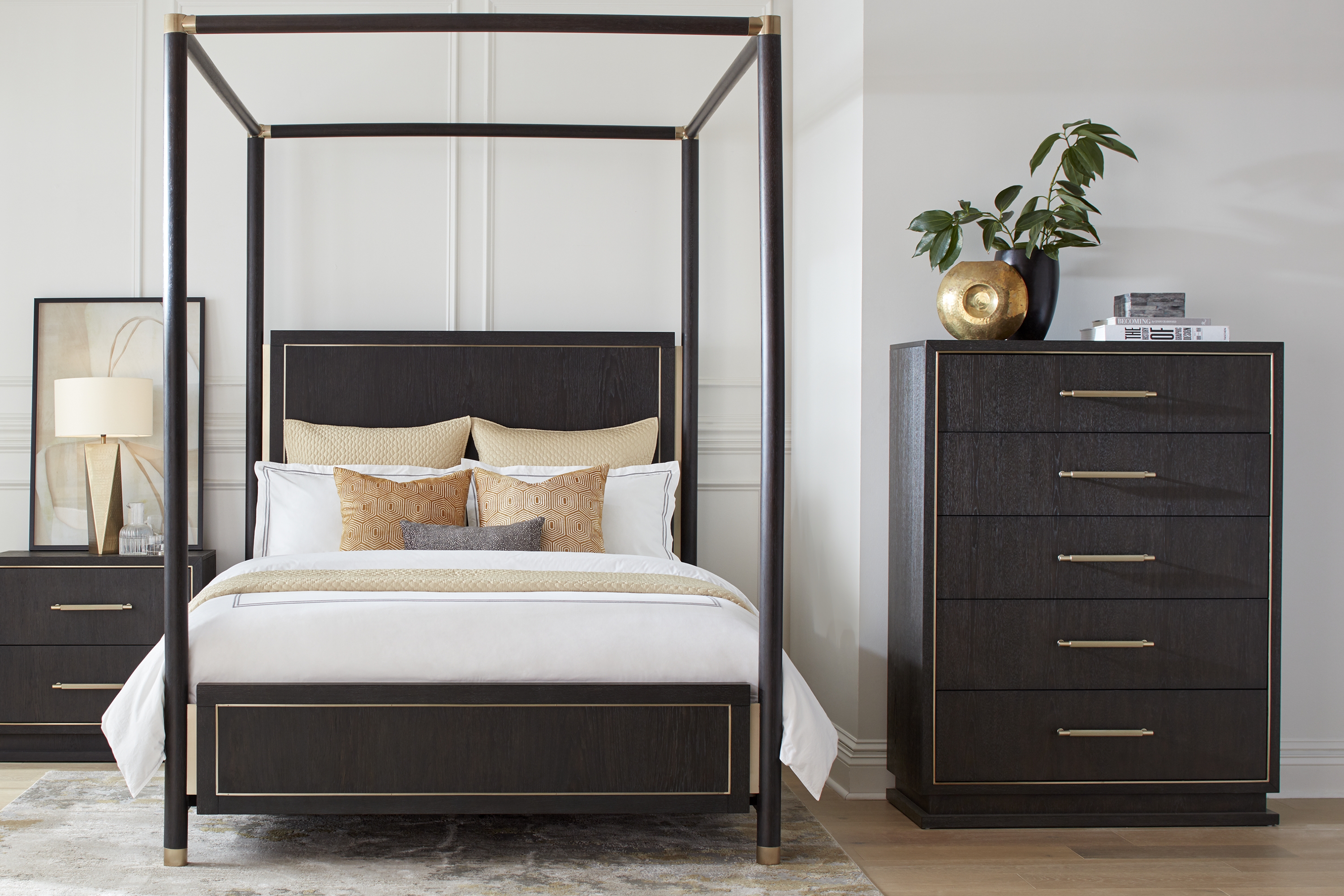 Wilshire Merlot 5 Pc King Canopy Bedroom - Thumbnail - Image 1