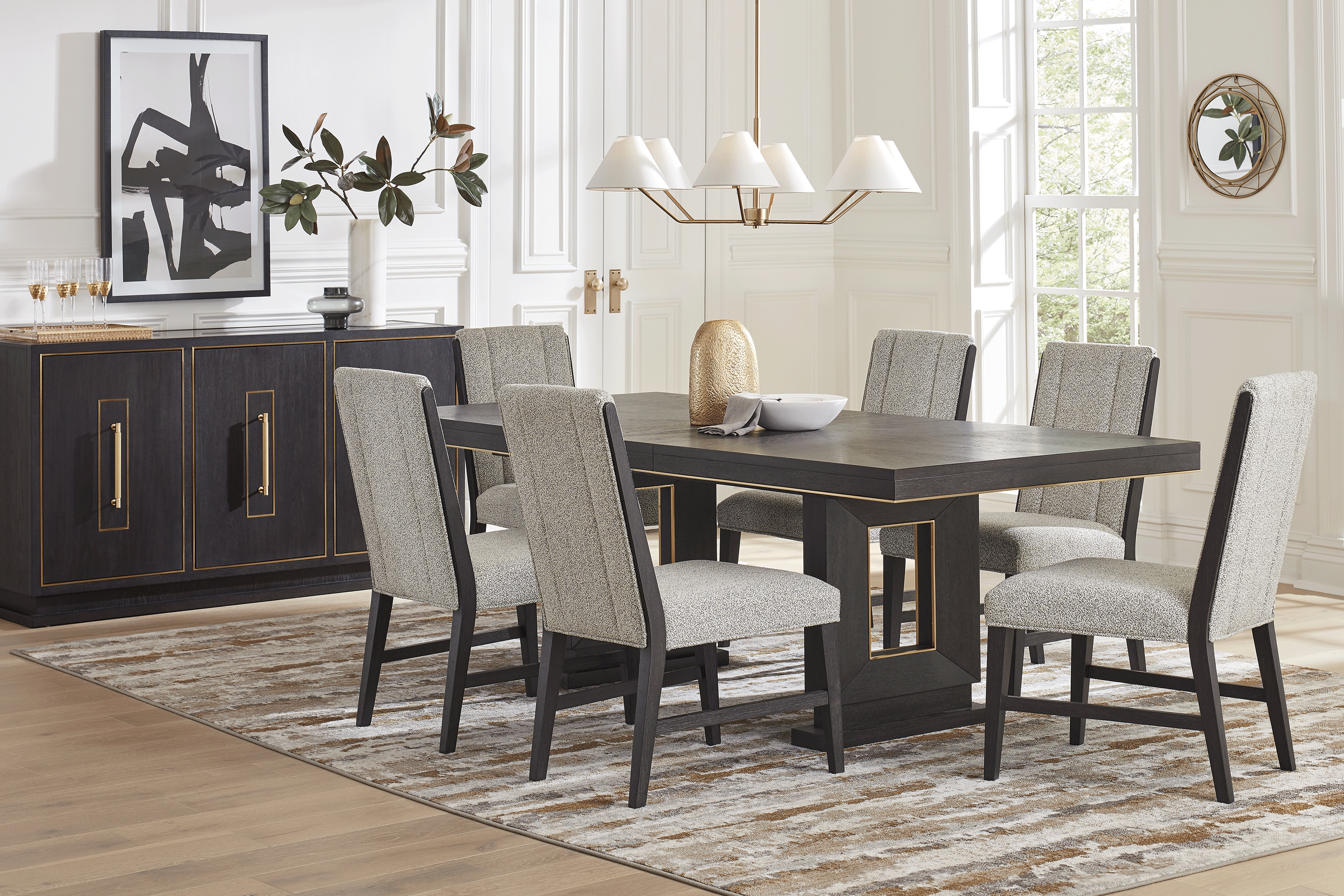 Wilshire Merlot 8 Pc Dining Room with Upholstered Chairs - Thumbnail - Image 1